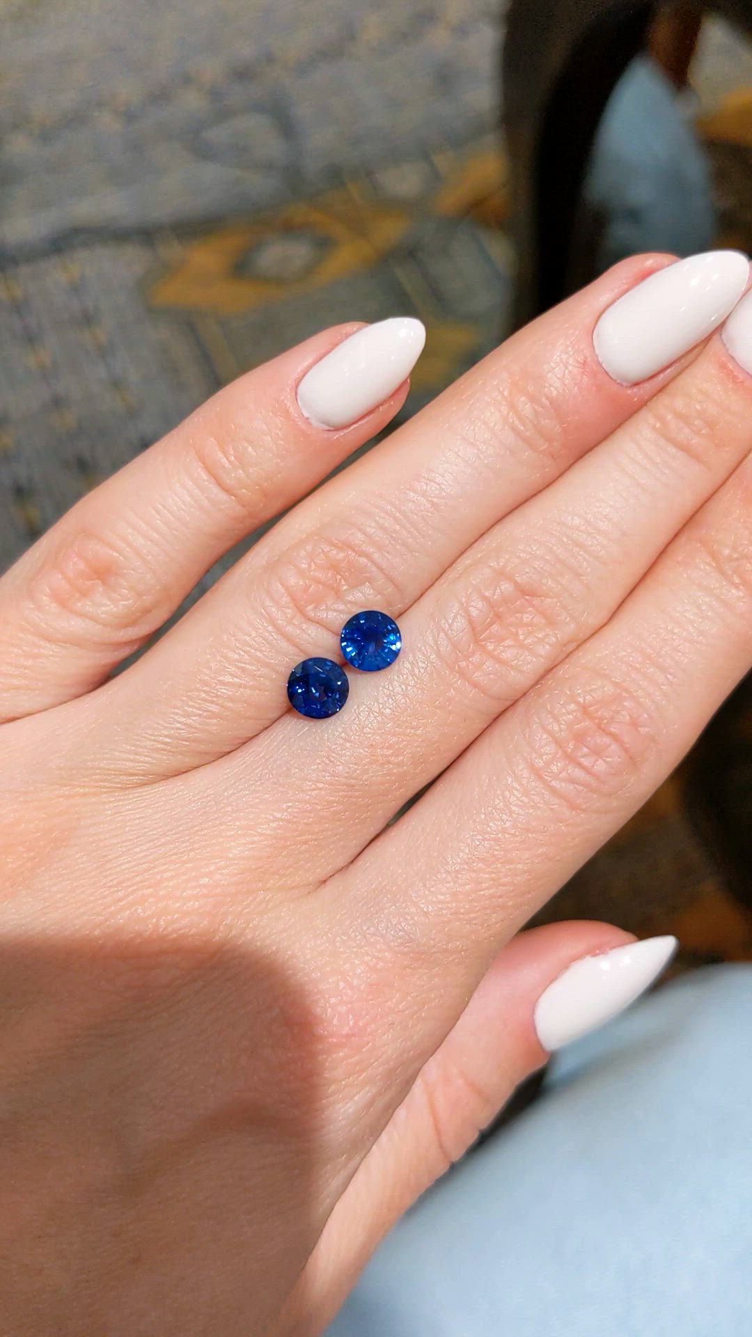 2.06&nbsp;Ct.Tw.Total Carat Weight Blue Sapphire Pair from Ceylon (Sri Lanka) Size Video