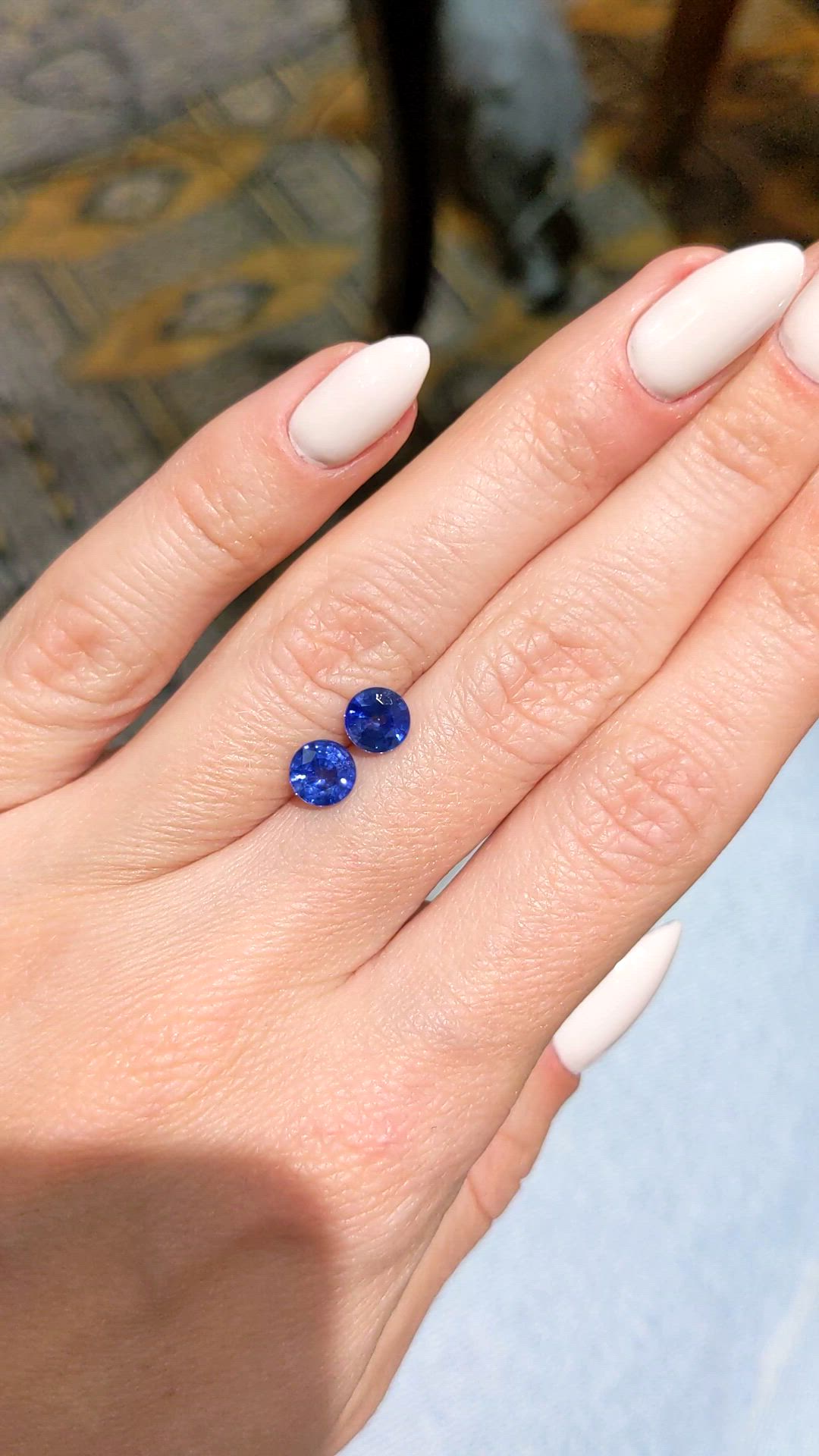 2.01 Ct.Tw.Total Carat Weight Blue Sapphire Pair from Ceylon (Sri Lanka) Size Video