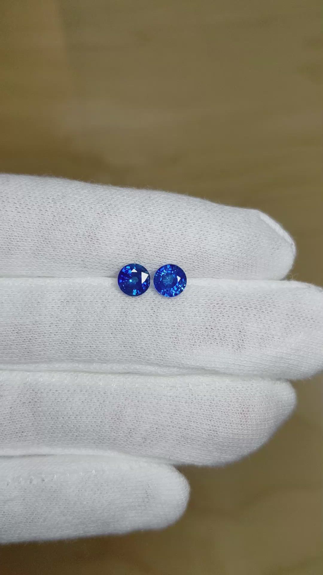 2.01 Ct.Tw.Total Carat Weight Blue Sapphire Pair from Ceylon (Sri Lanka) Size Video
