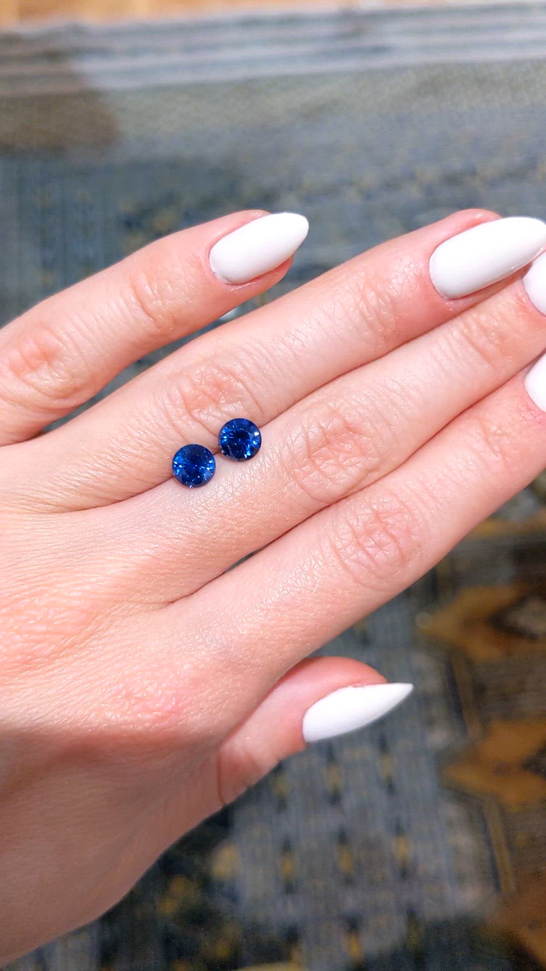 2.28 Ct.Tw.Total Carat Weight Blue Sapphire Pair from Ceylon (Sri Lanka) Size Video