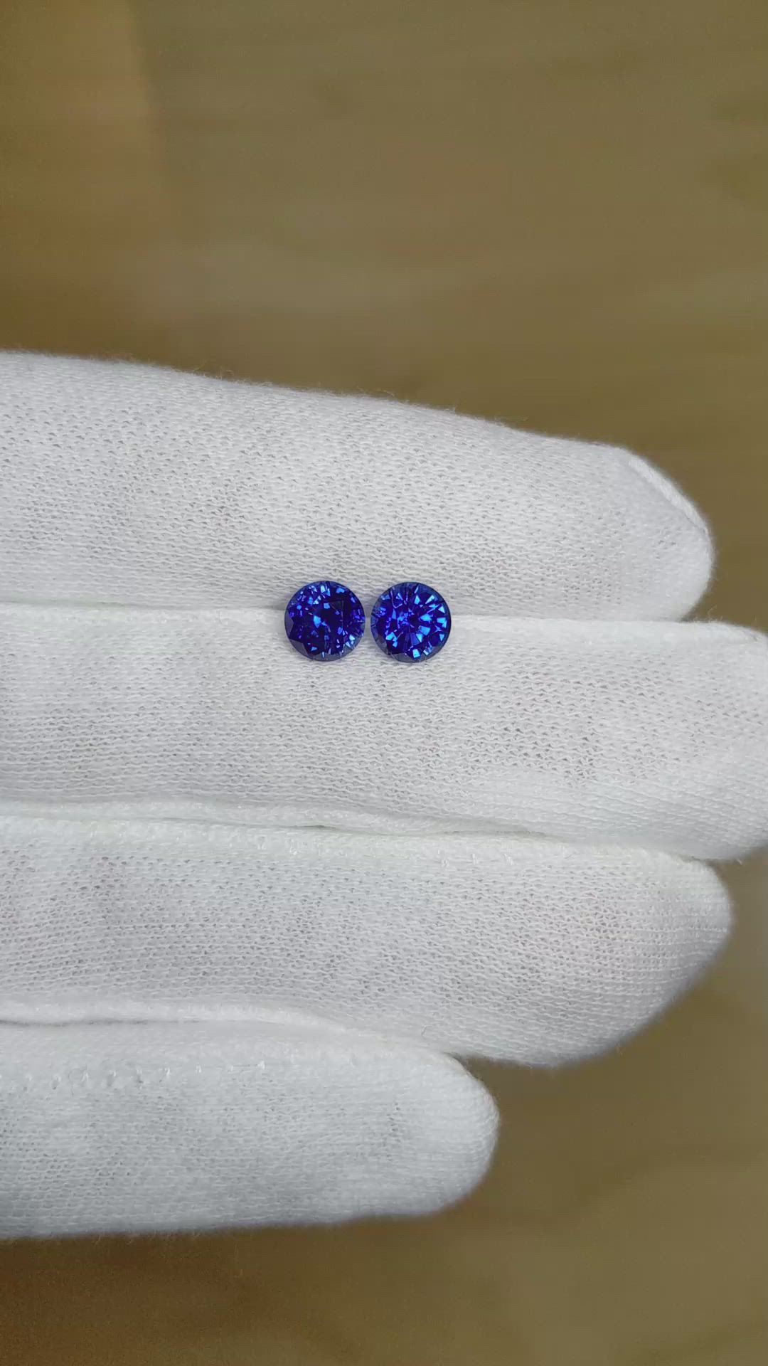 2.28 Ct.Tw.Total Carat Weight Blue Sapphire Pair from Ceylon (Sri Lanka) Size Video
