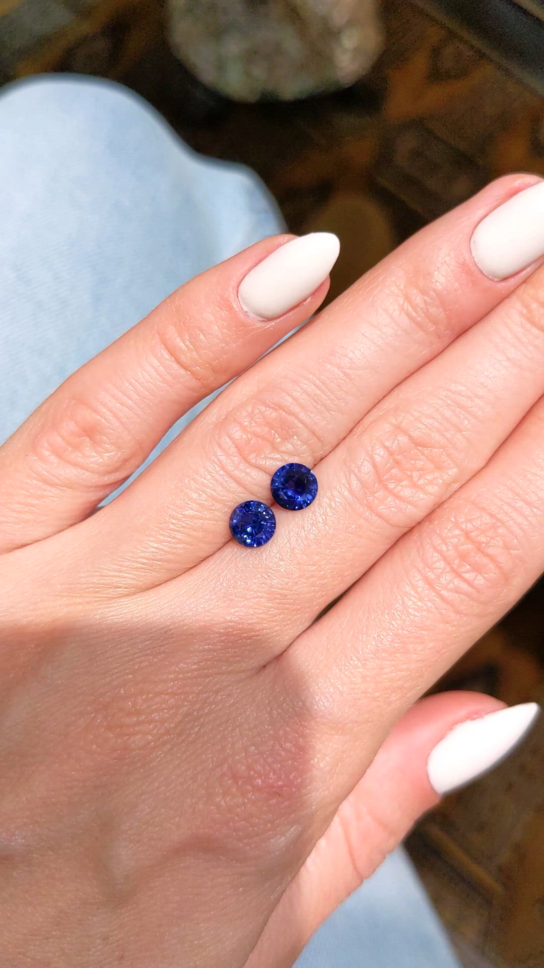 1.92&nbsp;Ct.Tw.Total Carat Weight Blue Sapphire Pair from Ceylon (Sri Lanka) Size Video