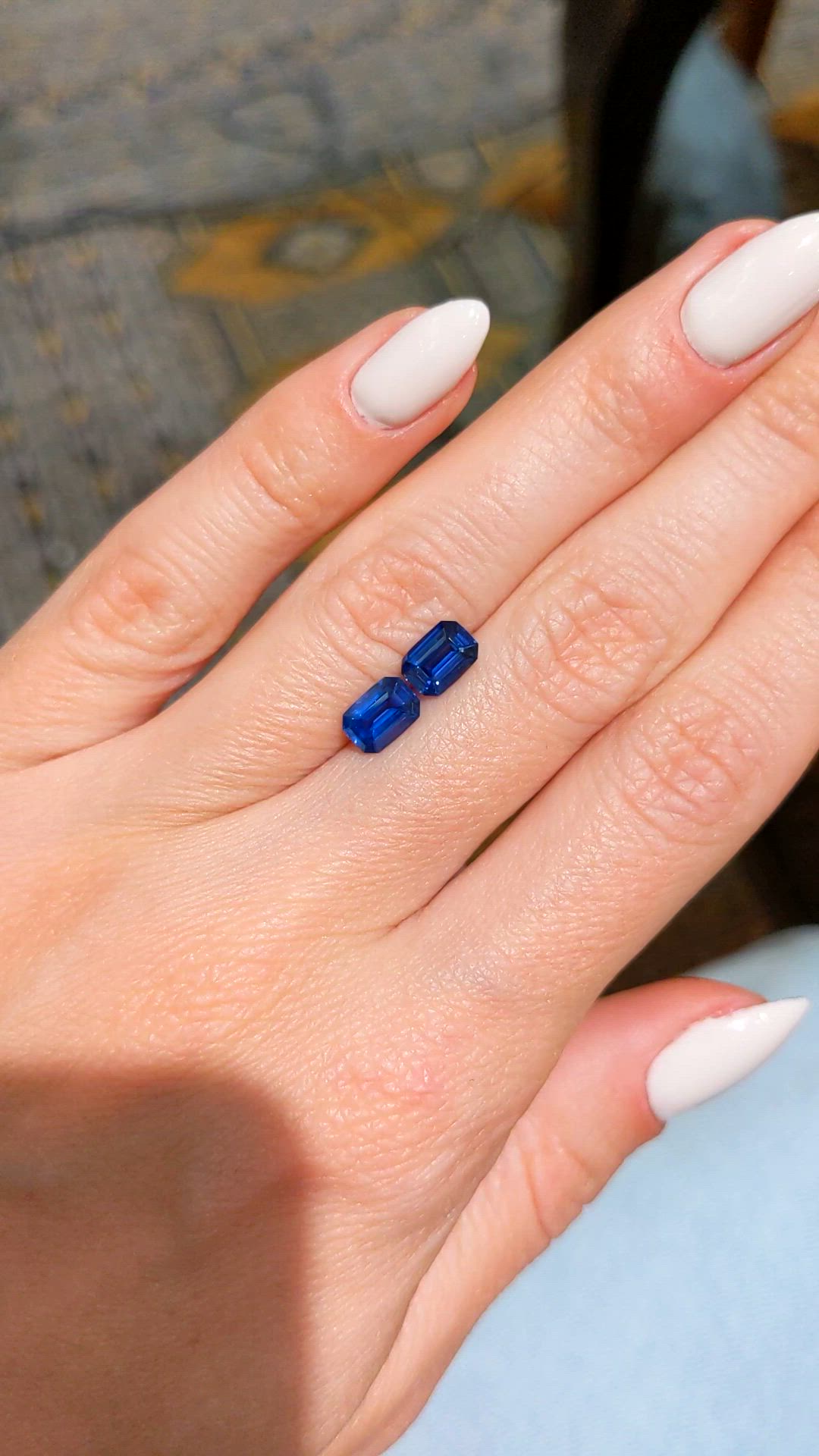 2.15&nbsp;Ct.Tw.Total Carat Weight Blue Sapphire Pair from Ceylon (Sri Lanka) Size Video