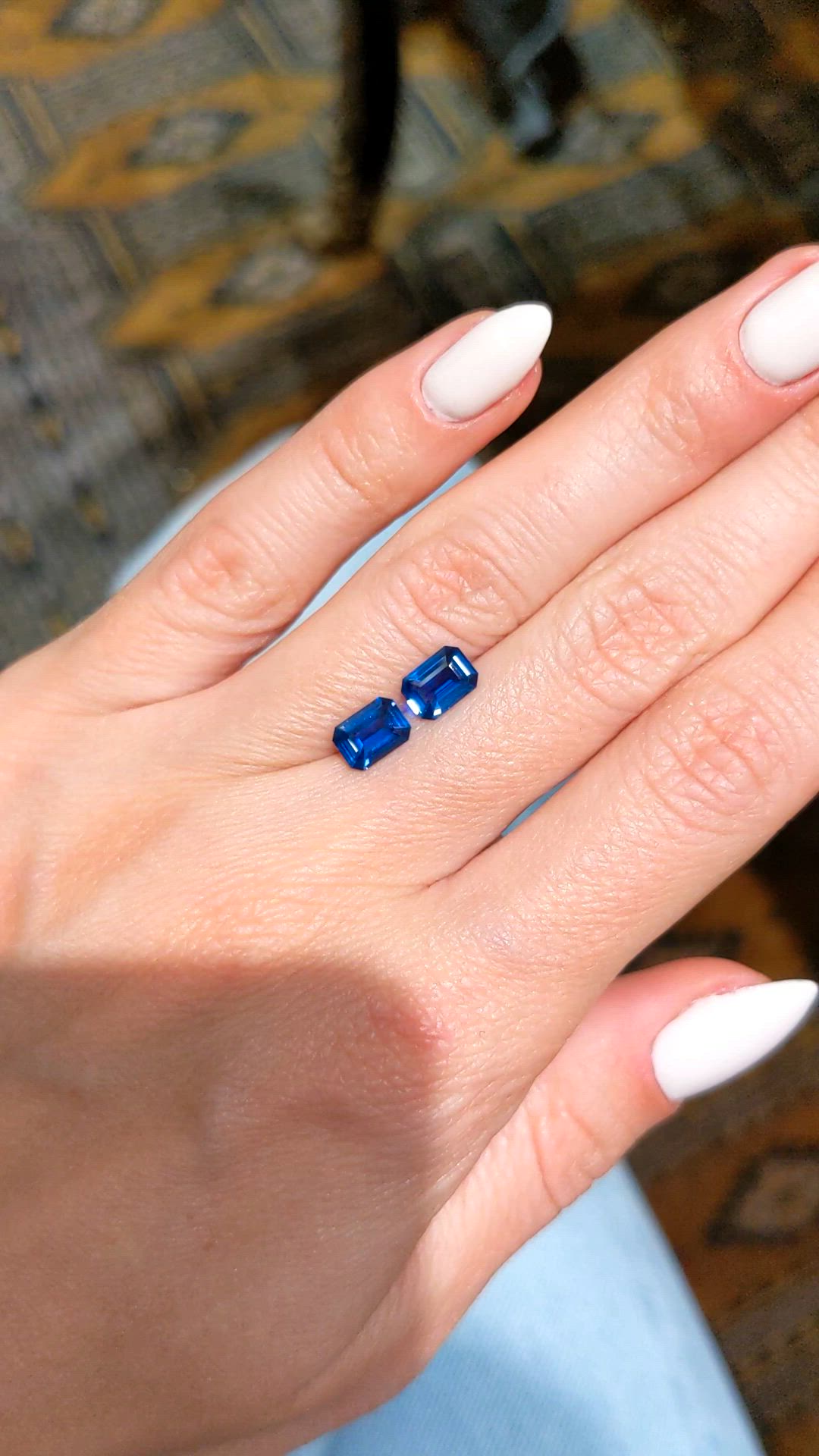 2.06 Ct.Tw.Total Carat Weight Blue Sapphire Pair from Ceylon (Sri Lanka) Size Video