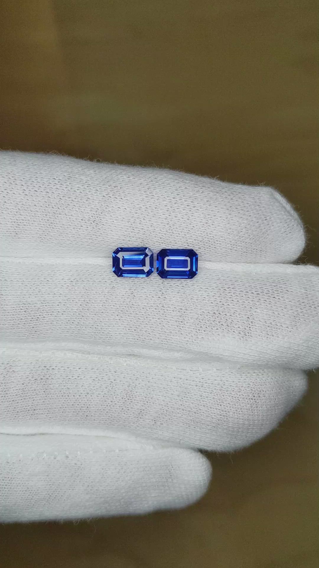 2.06 Ct.Tw.Total Carat Weight Blue Sapphire Pair from Ceylon (Sri Lanka) Size Video