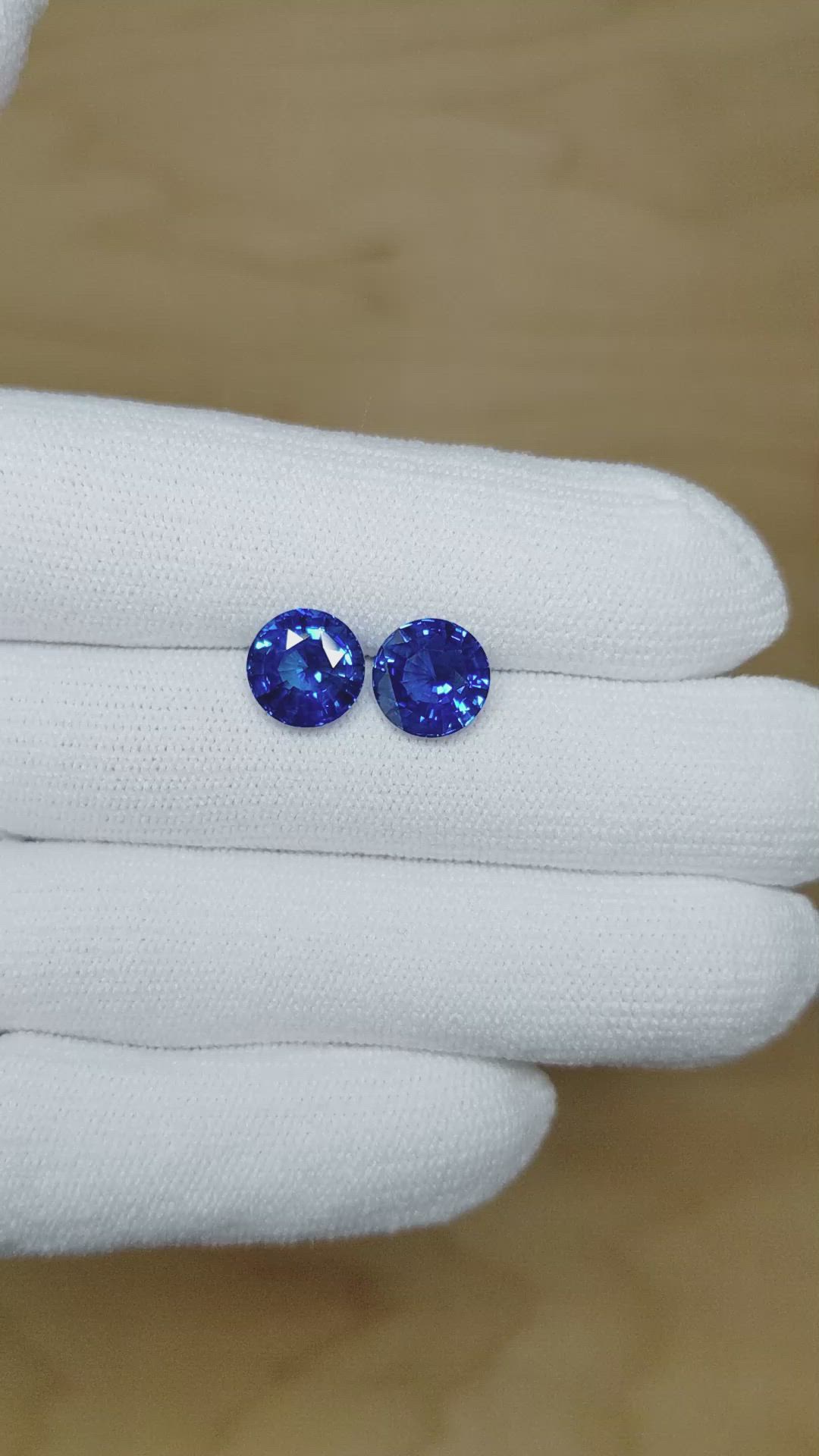 6.19 Ct.Tw.Total Carat Weight Blue Sapphire Pair from Ceylon (Sri Lanka) Size Video