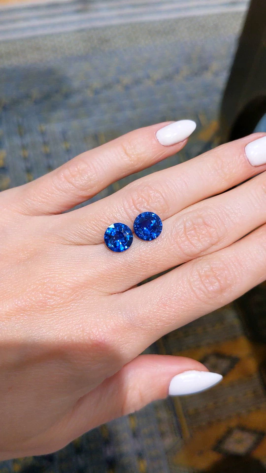 6.19 Ct.Tw.Total Carat Weight Blue Sapphire Pair from Ceylon (Sri Lanka) Size Video