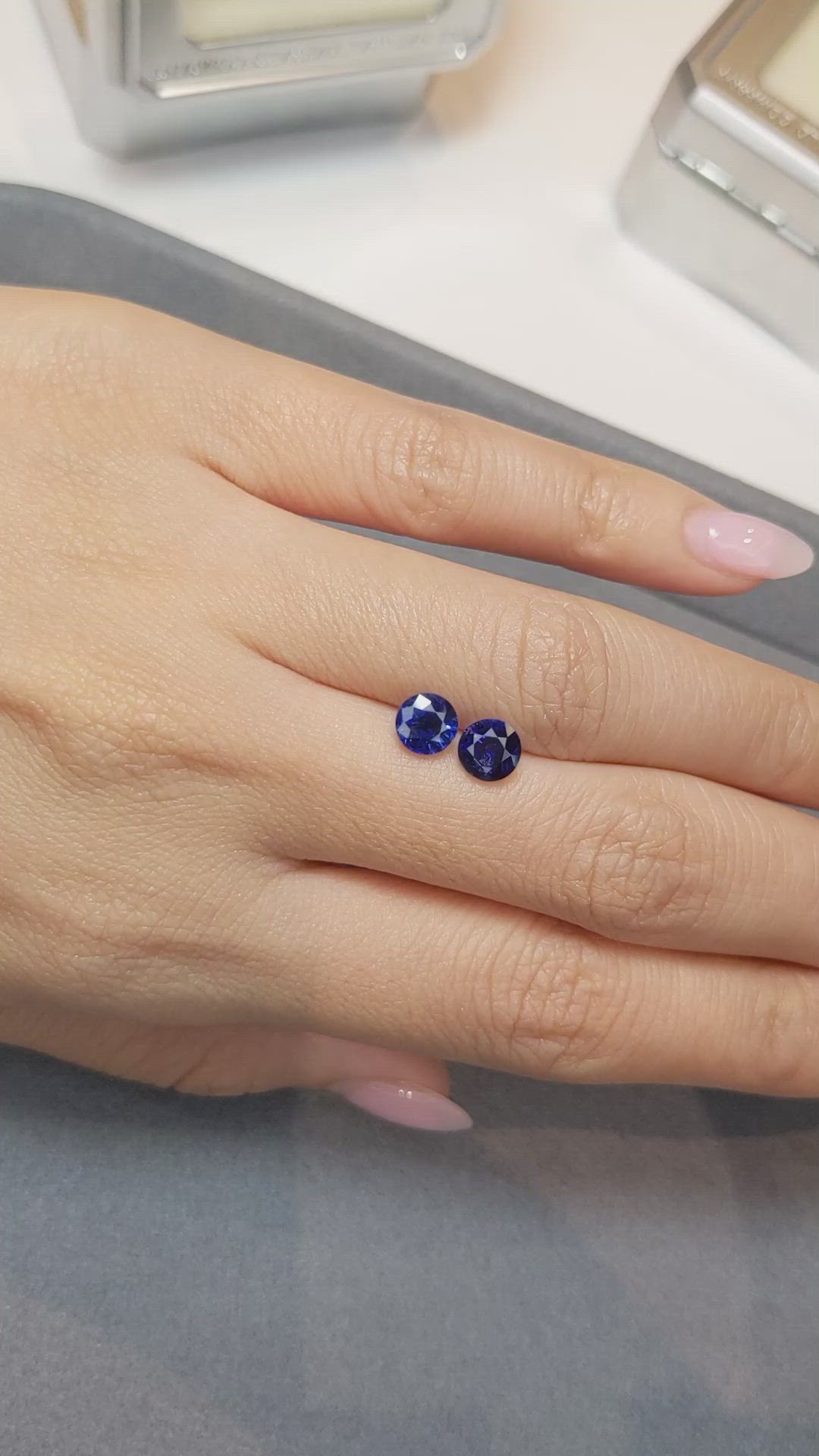 2.45&nbsp;Ct.Tw.Total Carat Weight Blue Sapphire Pair from Madagascar Size Video