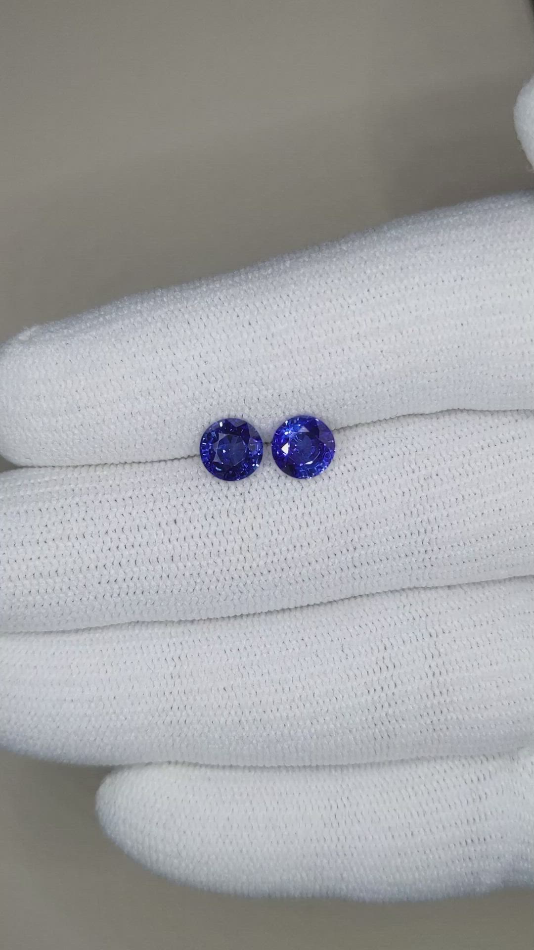 2.33 Ct.Tw.Total Carat Weight Blue Sapphire Pair from Madagascar Size Video