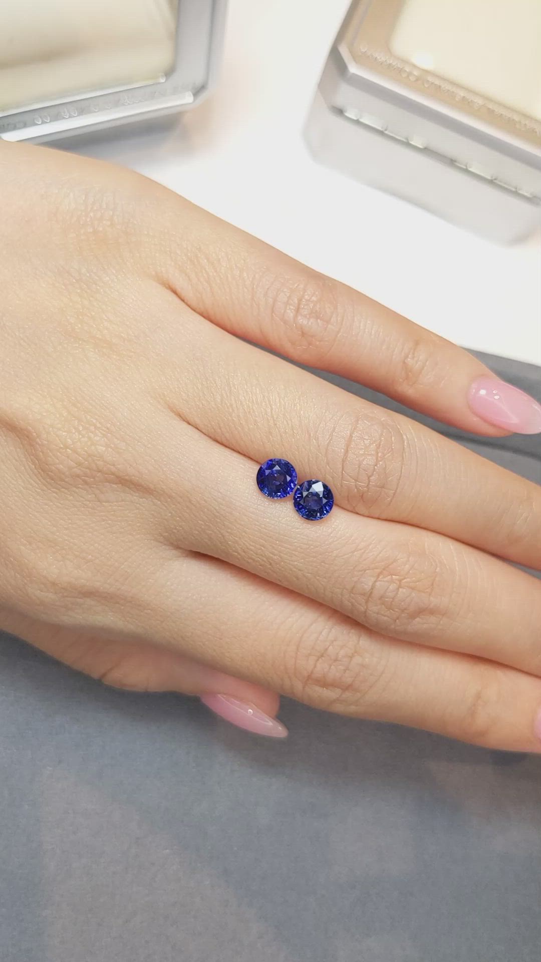 2.33 Ct.Tw.Total Carat Weight Blue Sapphire Pair from Madagascar Size Video