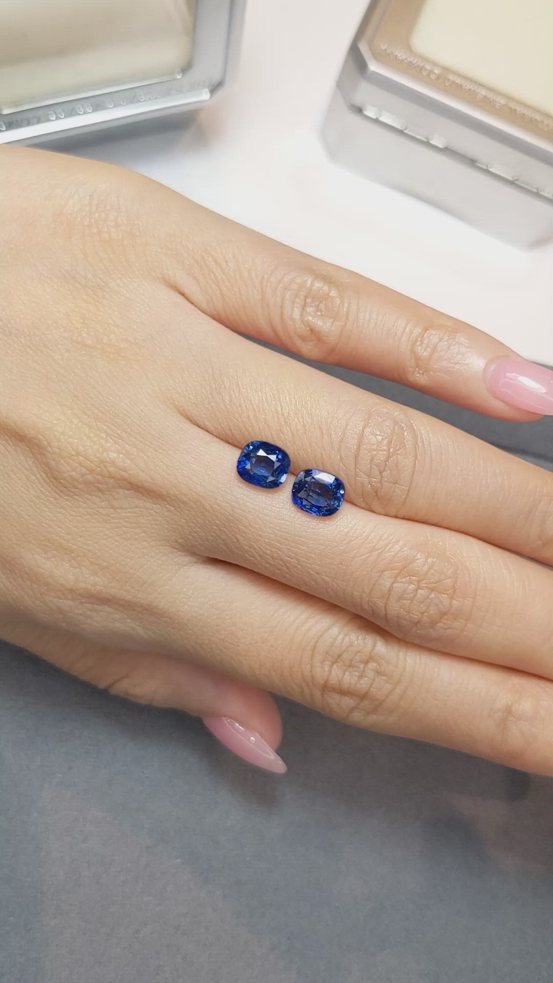 4.02&nbsp;Ct.Tw.Total Carat Weight Blue Sapphire Pair from Madagascar Size Video