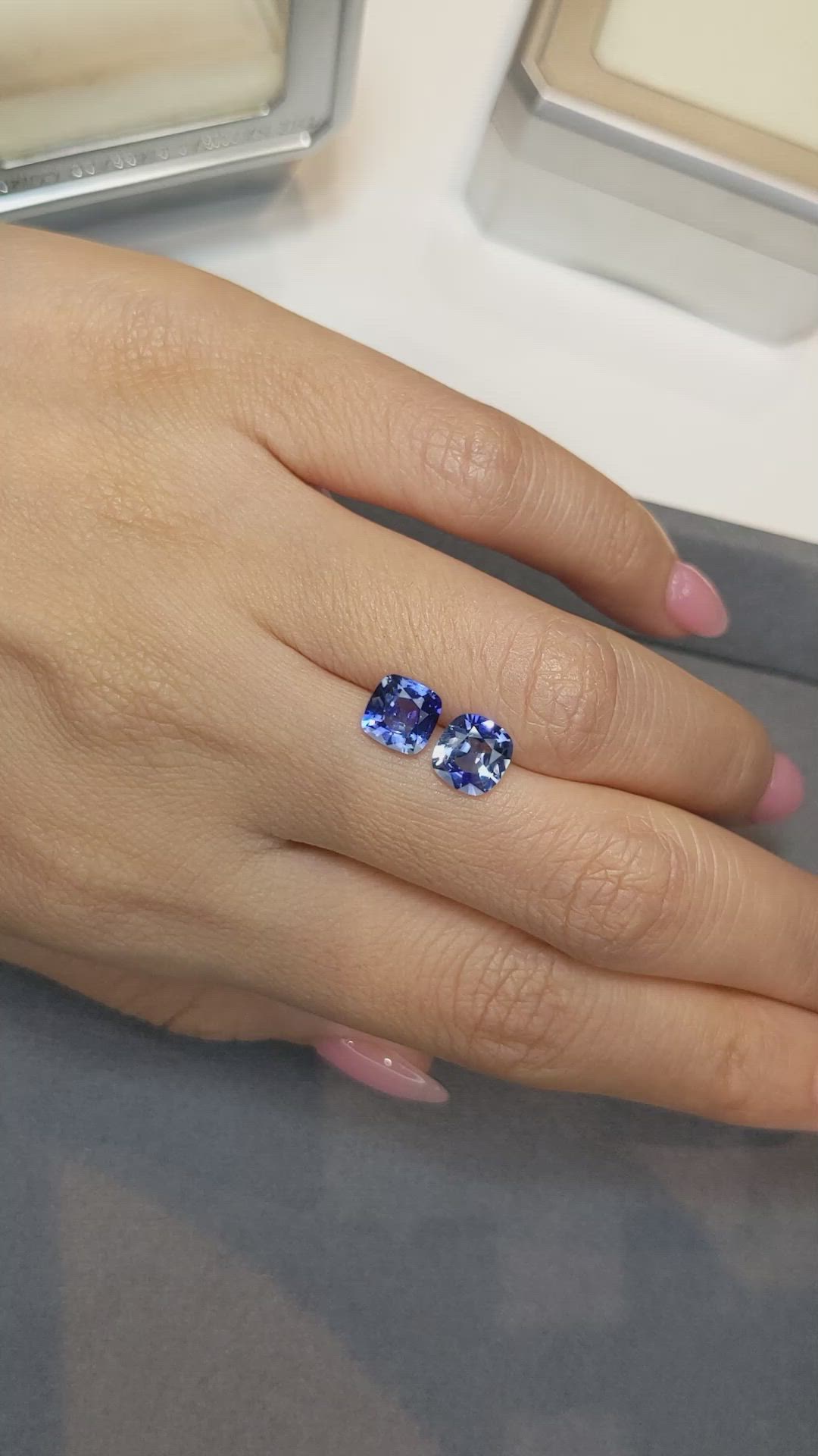 2.86&nbsp;Ct.Tw.Total Carat Weight Blue Sapphire Pair from Madagascar Size Video