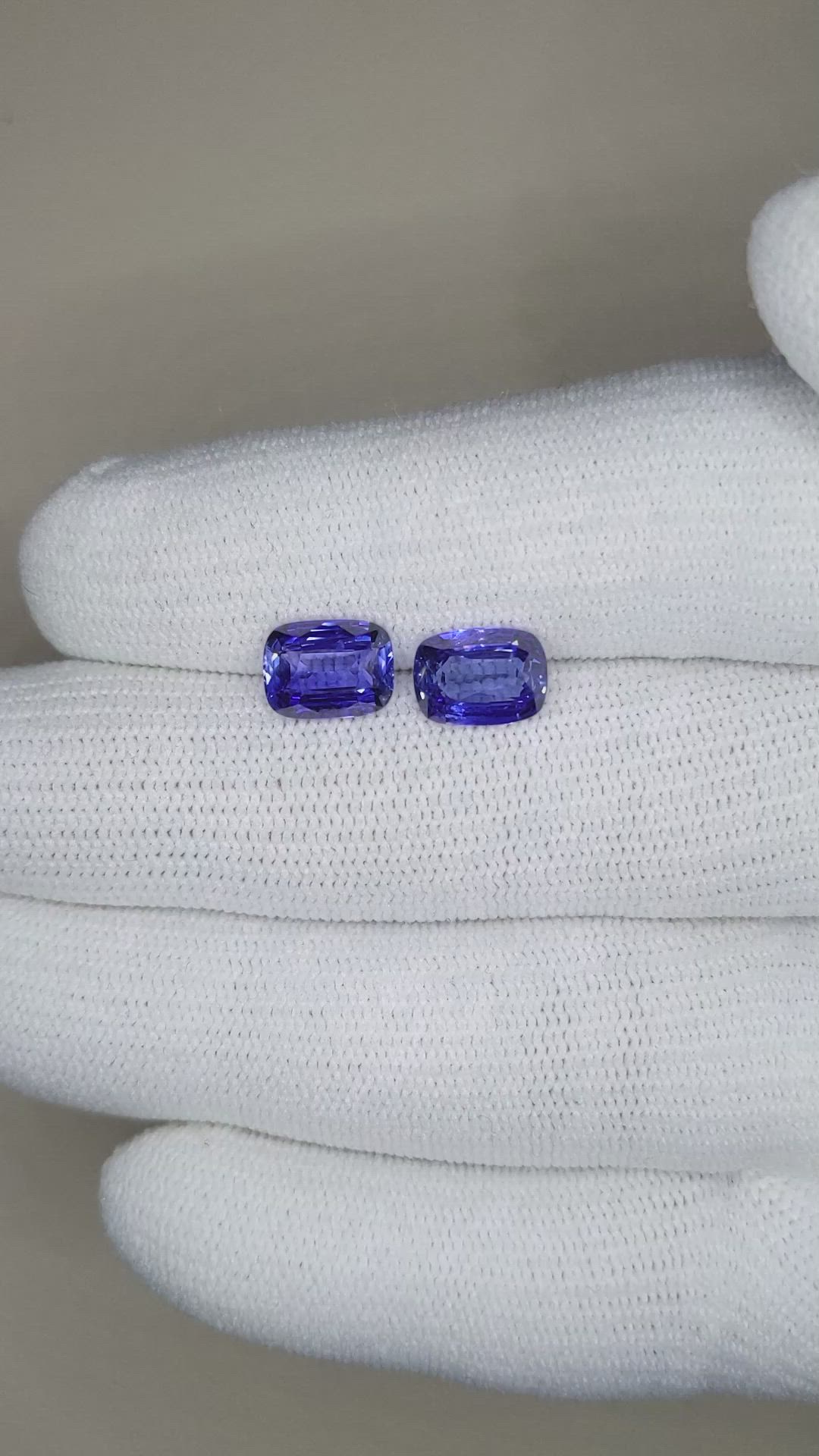 4.22 Ct.Tw.Total Carat Weight Blue Sapphire Pair from Madagascar Size Video