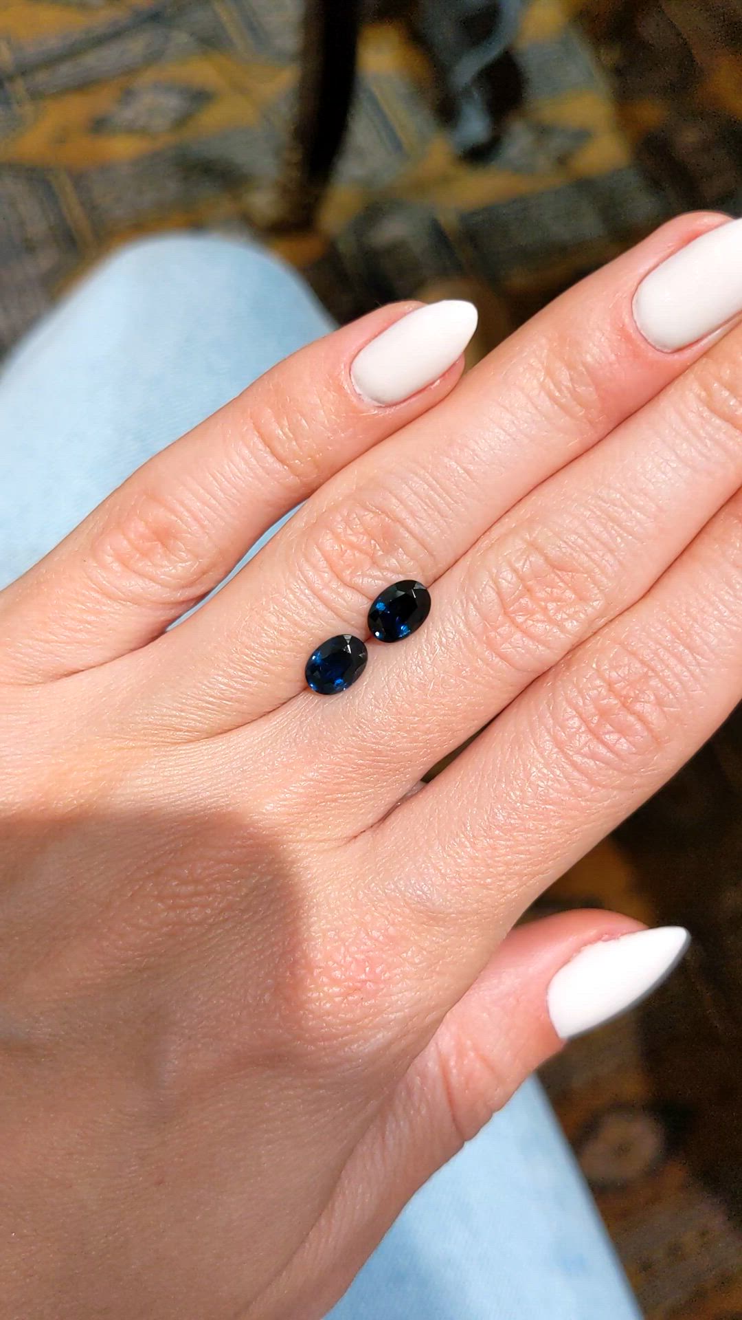 2.24&nbsp;Ct.Tw.Total Carat Weight Blue Sapphire Pair from Ceylon (Sri Lanka) Size Video