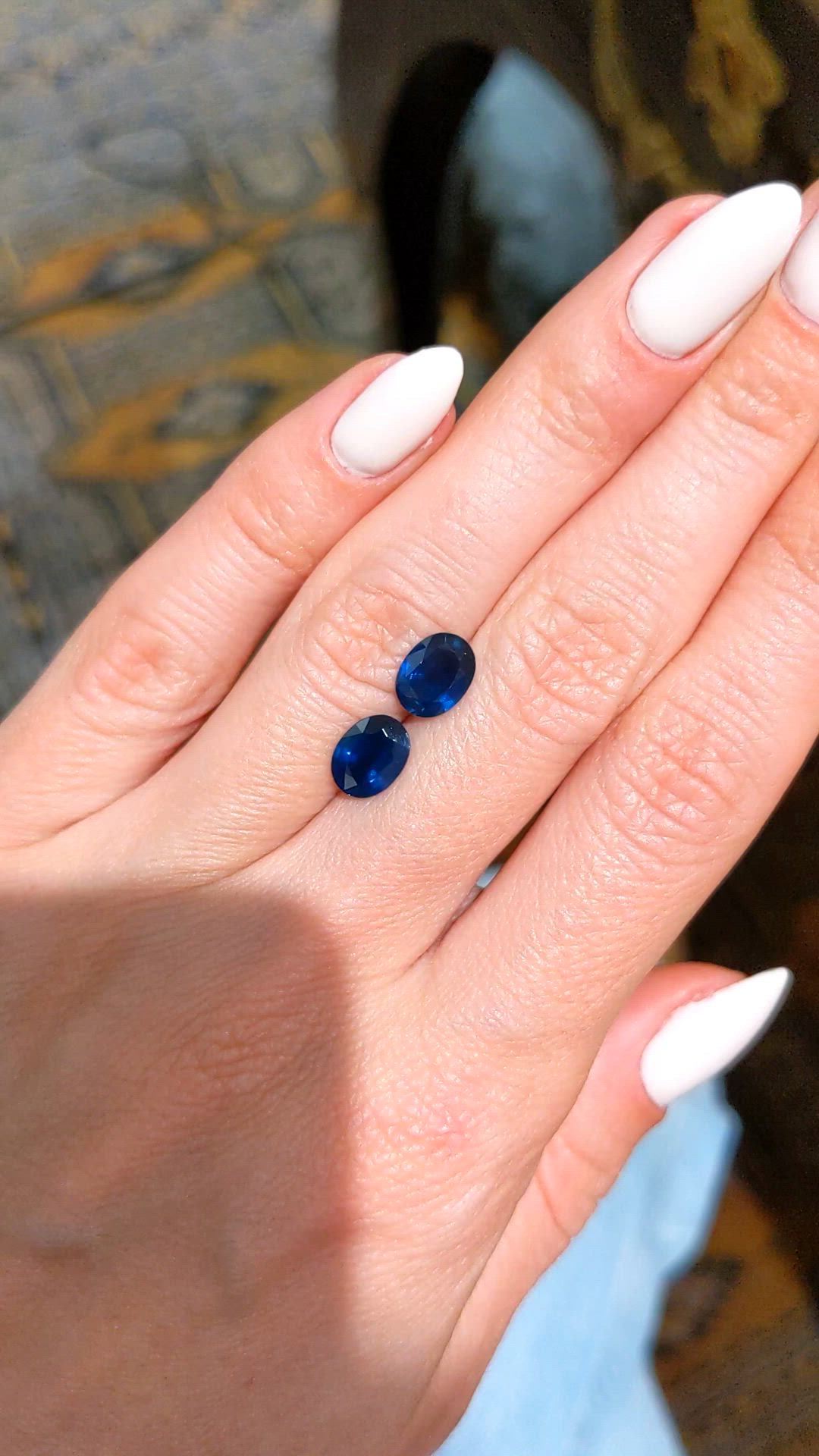 2.72&nbsp;Ct.Tw.Total Carat Weight Blue Sapphire Pair from Ceylon (Sri Lanka) Size Video