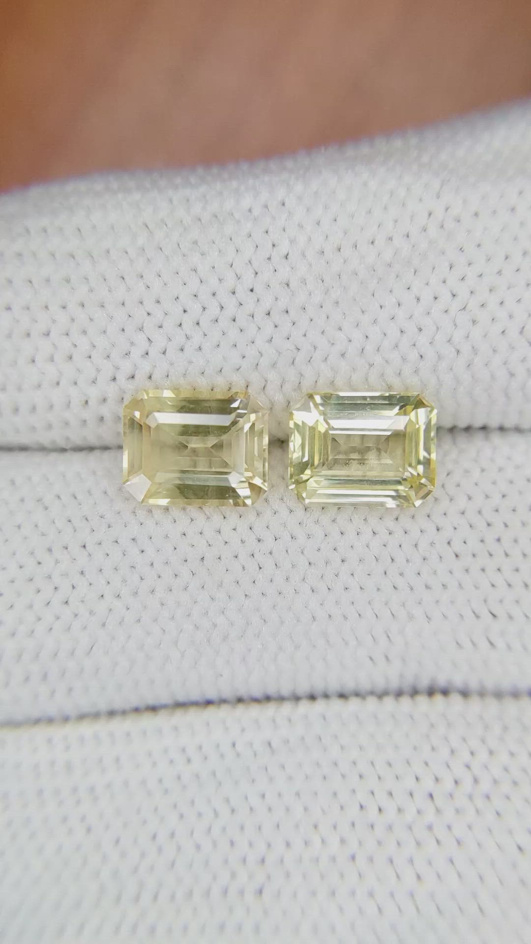 4.24 Ct.Tw.Total Carat Weight Yellow Sapphire Pair from Ceylon (Sri Lanka) Size Video