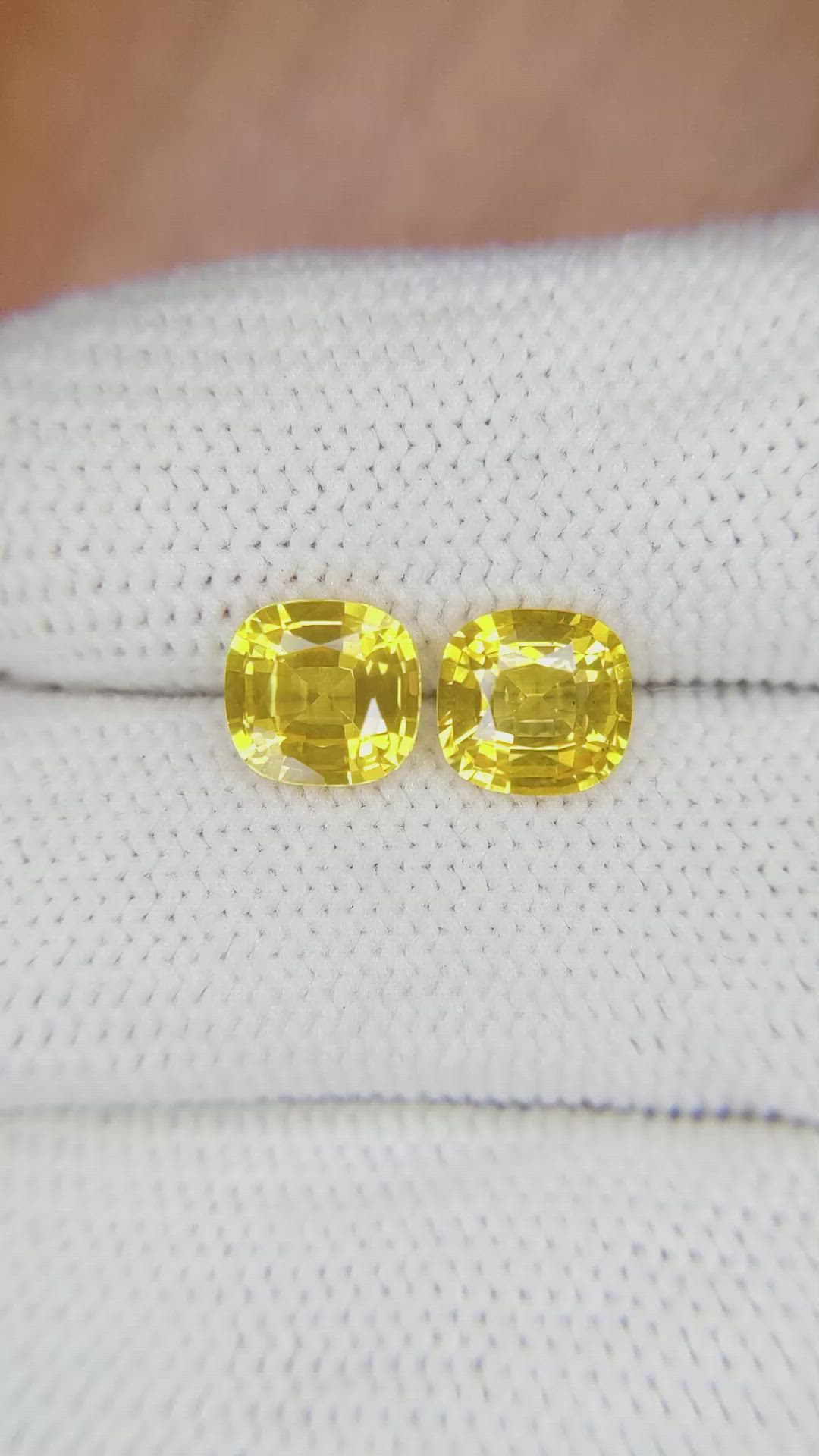 3.43 Ct.Tw.Total Carat Weight Yellow Sapphire Pair from Ceylon (Sri Lanka) Size Video