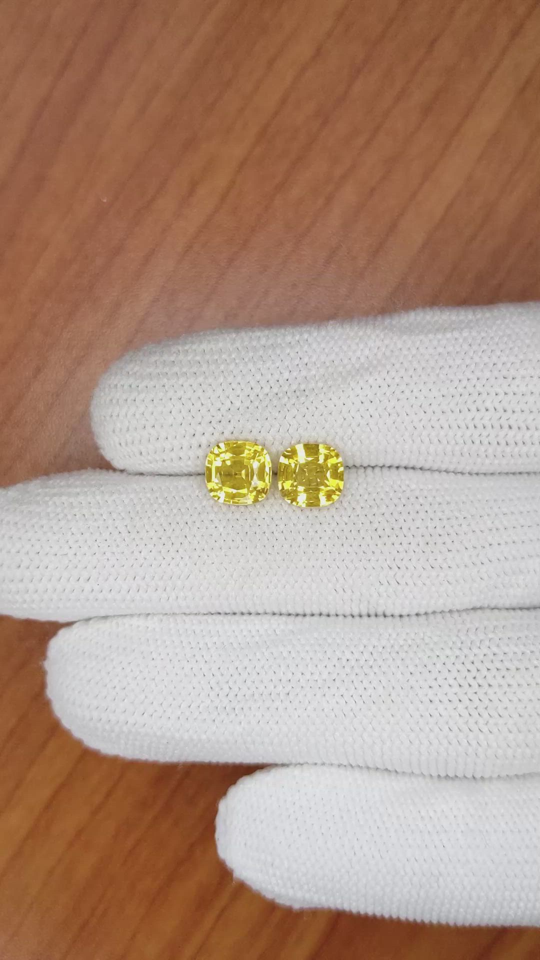 3.43 Ct.Tw.Total Carat Weight Yellow Sapphire Pair from Ceylon (Sri Lanka) Size Video