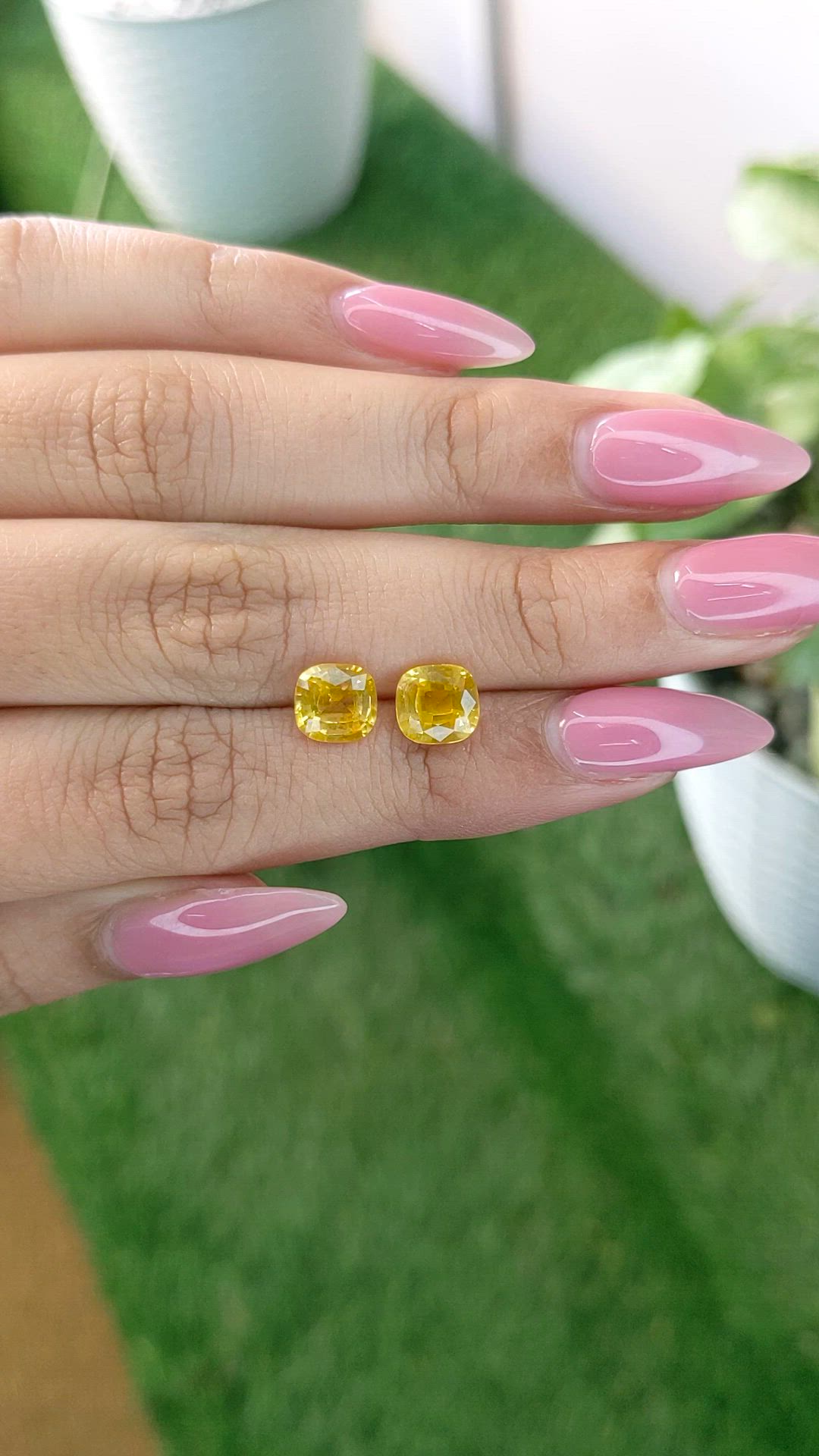 3.43 Ct.Tw.Total Carat Weight Yellow Sapphire Pair from Ceylon (Sri Lanka) Size Video