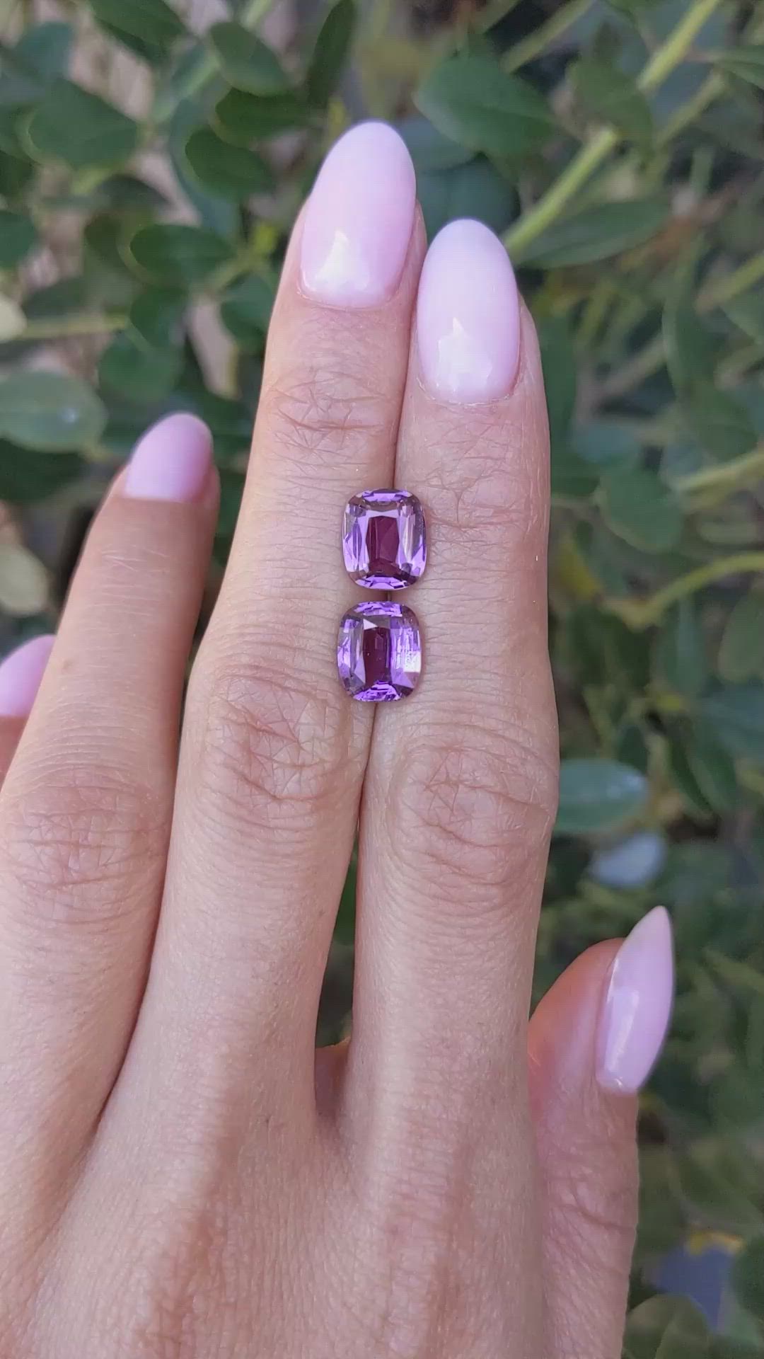 5.15 Ct.Tw.Total Carat Weight Purple Sapphire Pair from Ceylon (Sri Lanka) Size Video