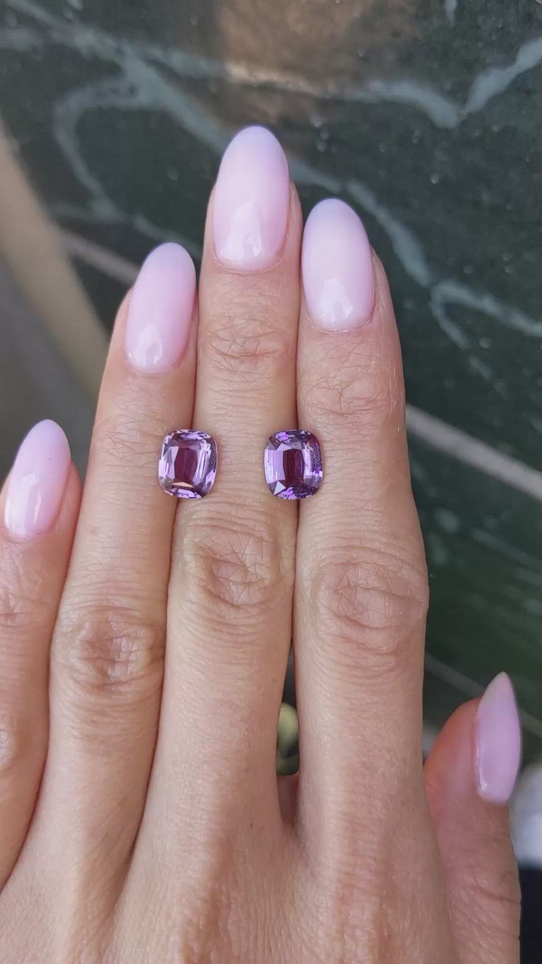 5.15 Ct.Tw.Total Carat Weight Purple Sapphire Pair from Ceylon (Sri Lanka) Size Video