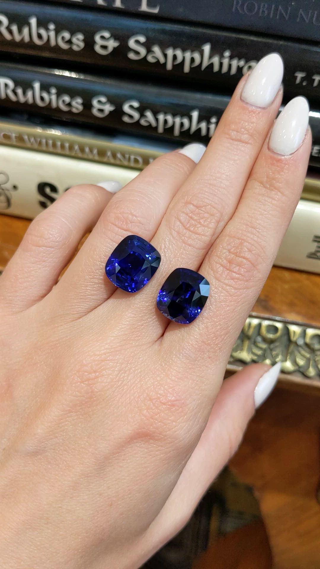 22.16&nbsp;Ct.Tw.Total Carat Weight Blue Sapphire Pair from Ceylon (Sri Lanka) Size Video