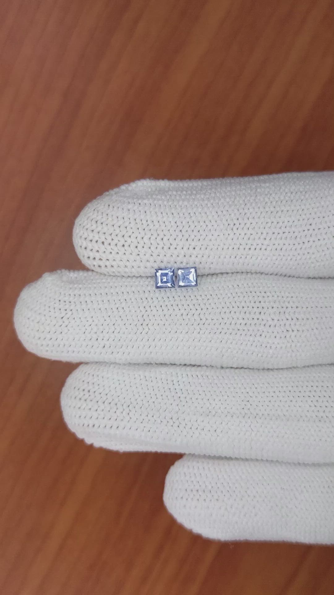 0.55&nbsp;Ct.Tw.Total Carat Weight Blue Sapphire Pair from Ceylon (Sri Lanka) Size Video