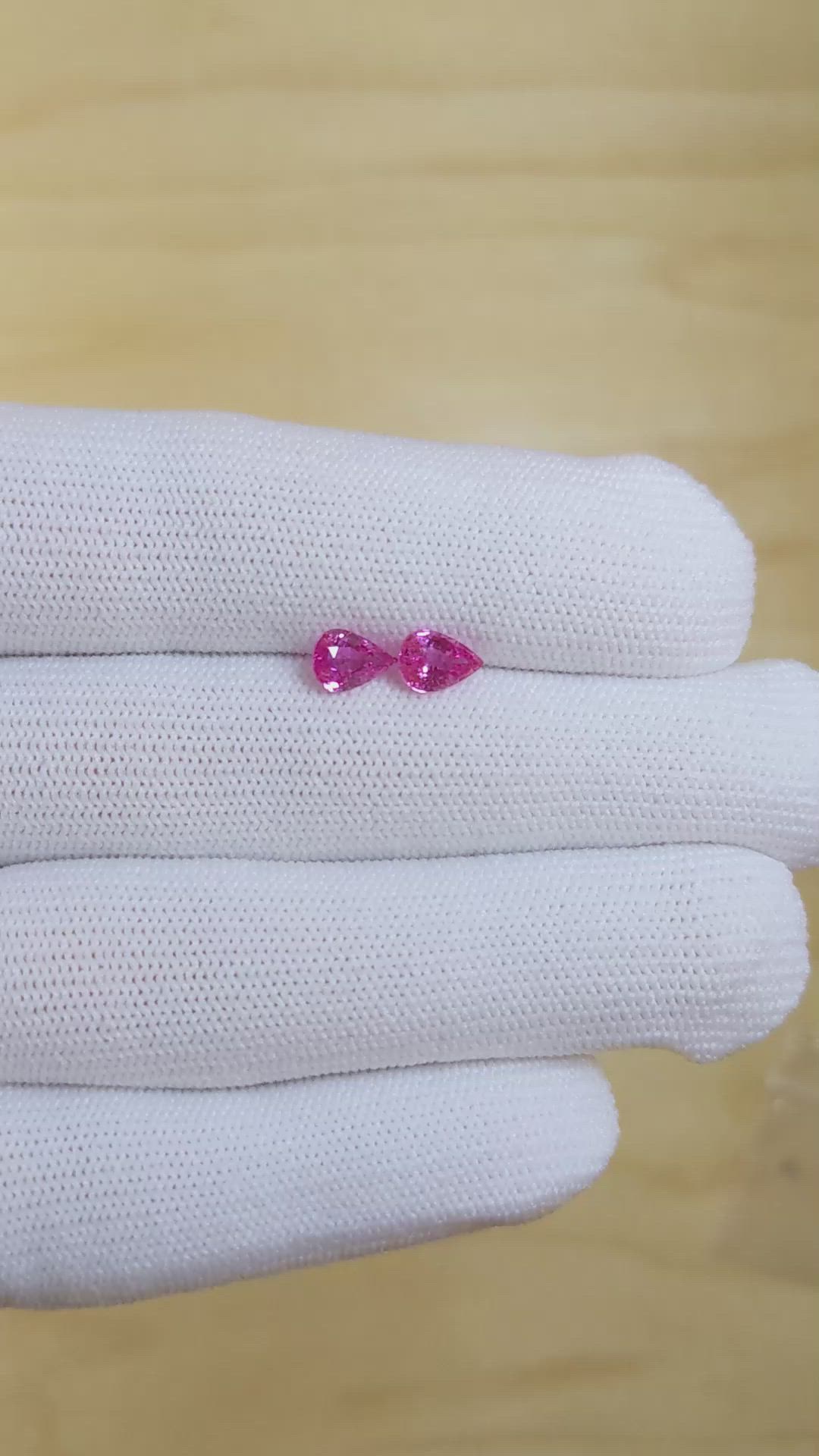 1.58 Ct.Tw.Total Carat Weight Pink Sapphire Pair from Ceylon (Sri Lanka) Size Video