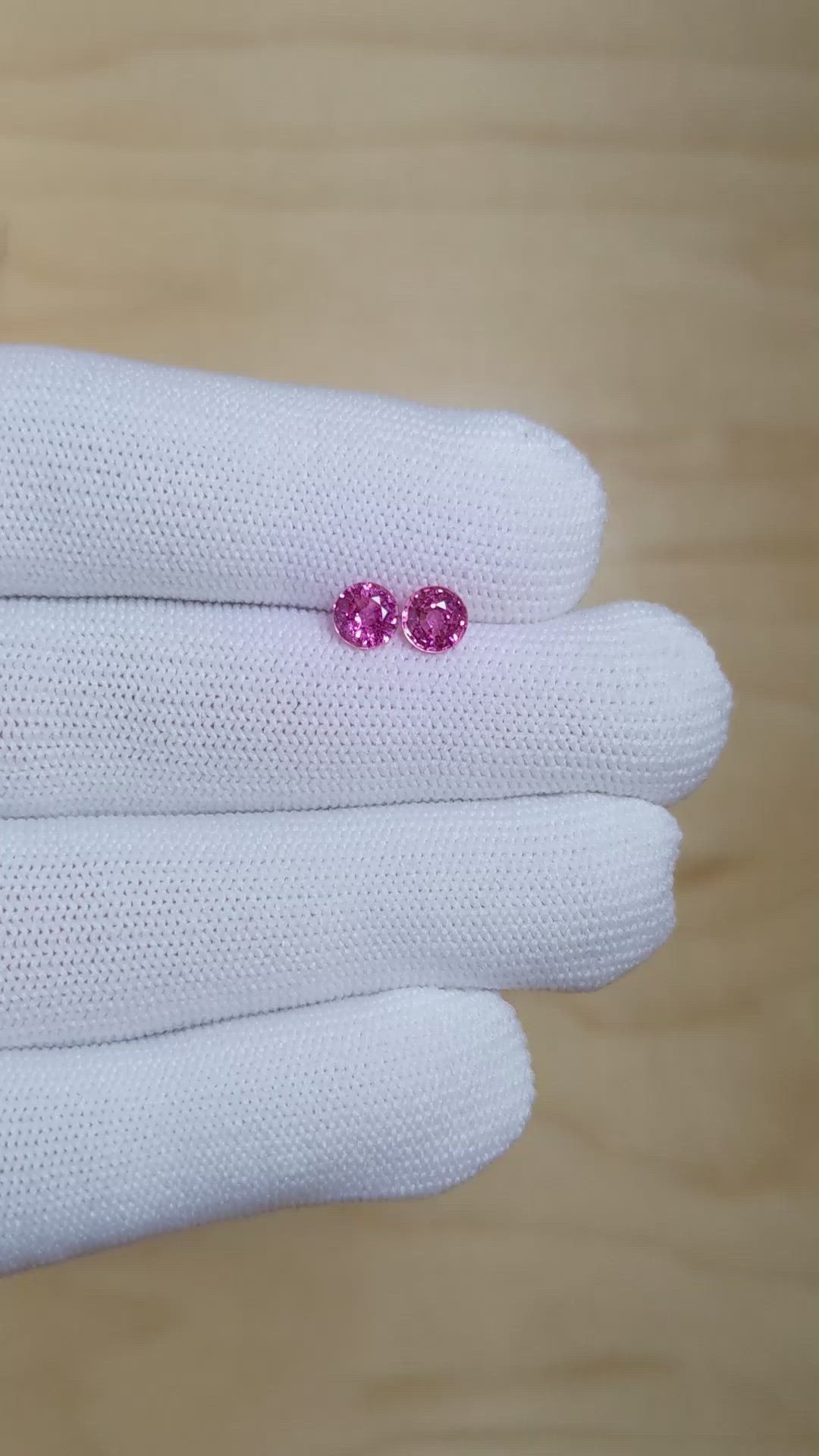 1.43&nbsp;Ct.Tw.Total Carat Weight Pink Sapphire Pair from Ceylon (Sri Lanka) Size Video
