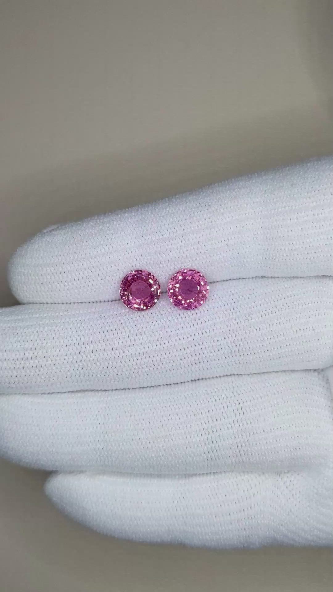 3.59&nbsp;Ct.Tw.Total Carat Weight Pink Sapphire Pair from Ceylon (Sri Lanka) Size Video