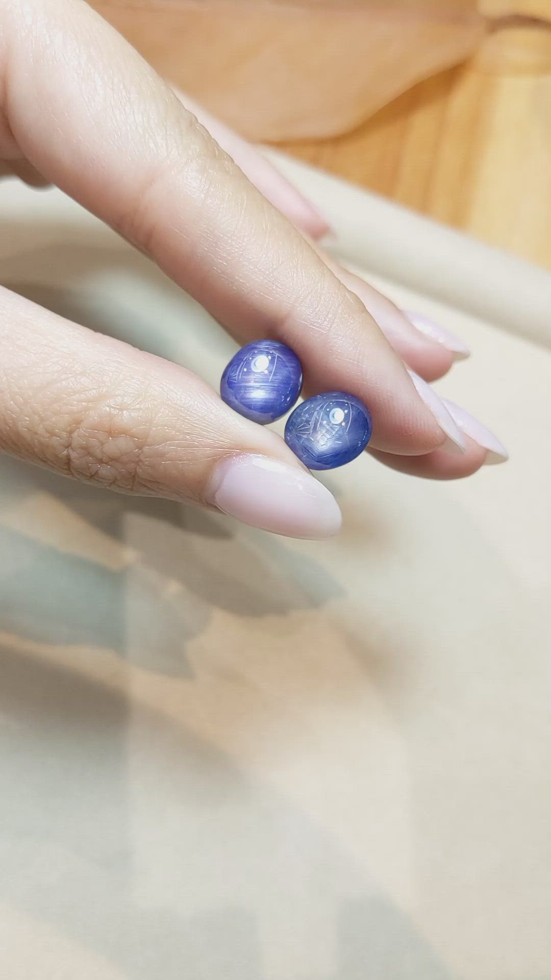 15.22&nbsp;Ct.Tw.Total Carat Weight Blue Star Sapphire Pair from Burma (Myanmar) Size Video