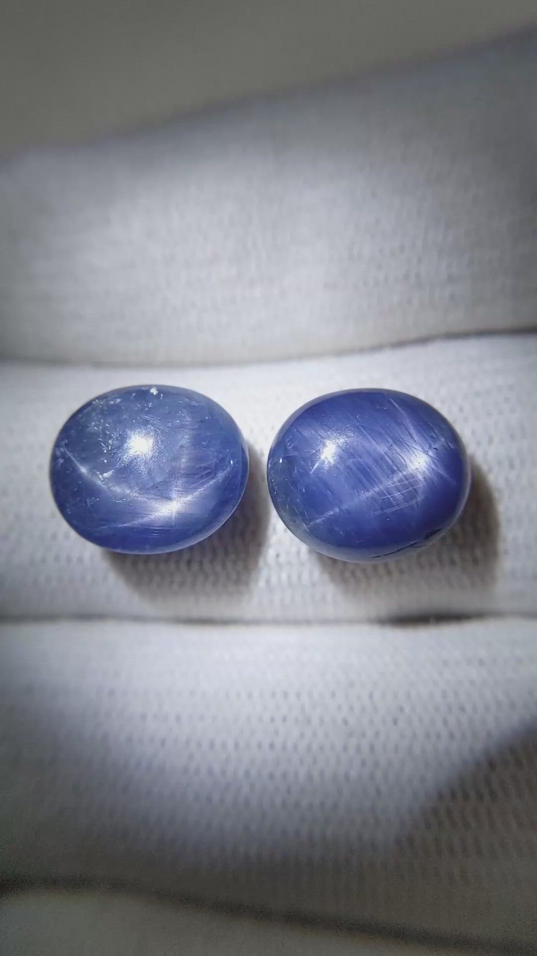 15.22&nbsp;Ct.Tw.Total Carat Weight Blue Star Sapphire Pair from Burma (Myanmar) Size Video