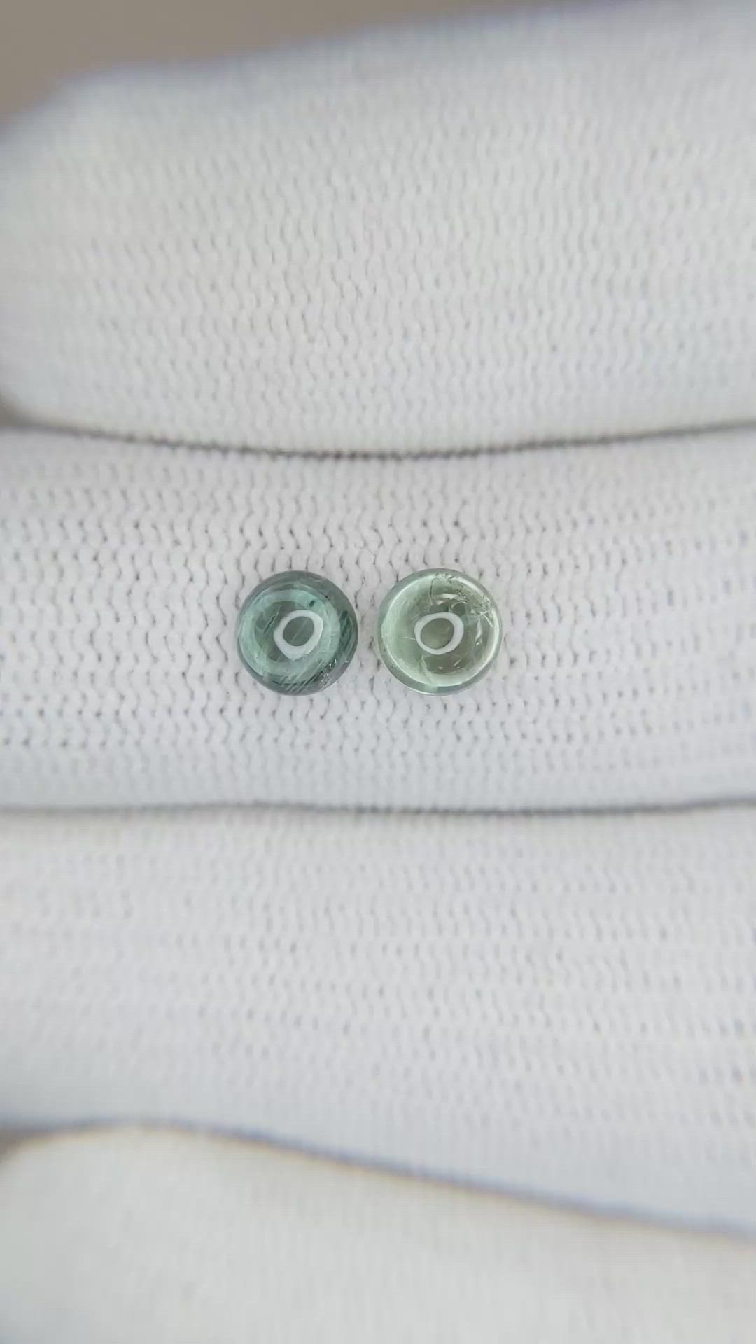 1.61&nbsp;Ct.Tw.Total Carat Weight Bluish Green Cabochon Sapphire Pair from Montana Size Video