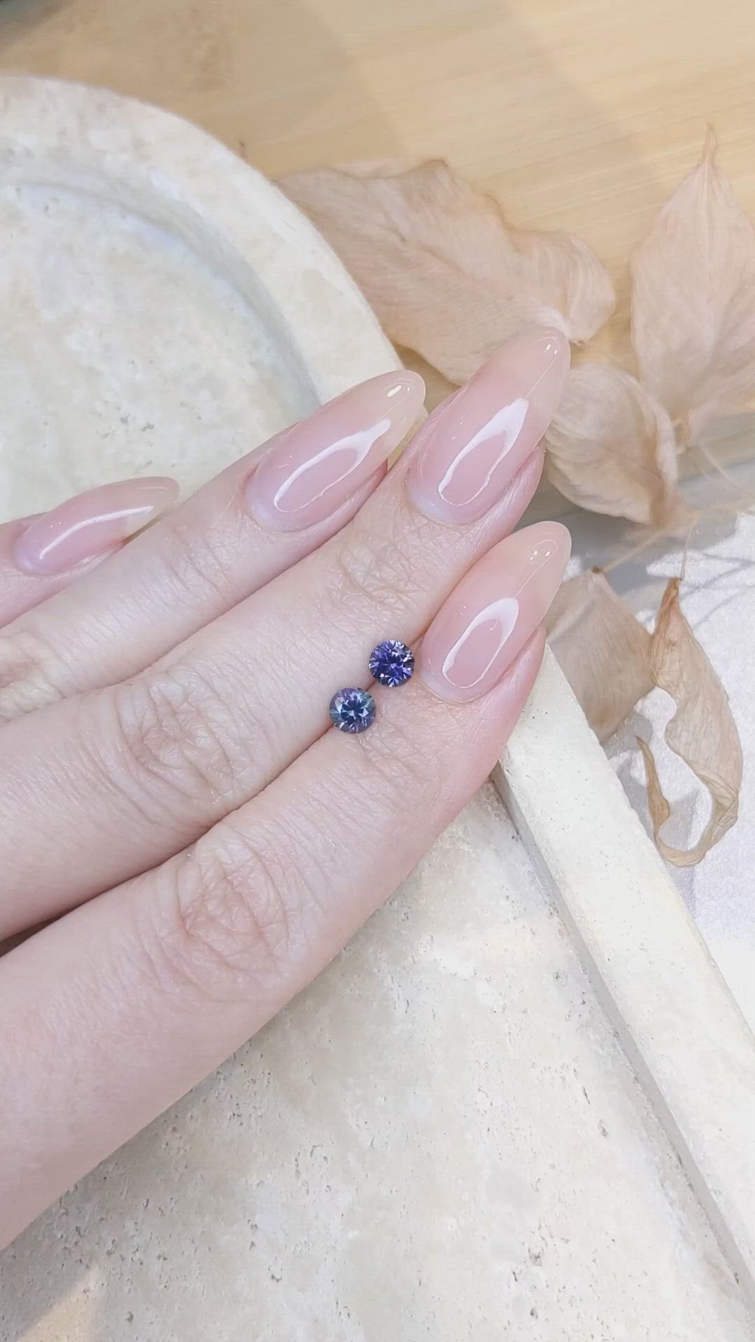 0.93 Ct.Tw.Total Carat Weight Purple Sapphire Pair from Montana Size Video