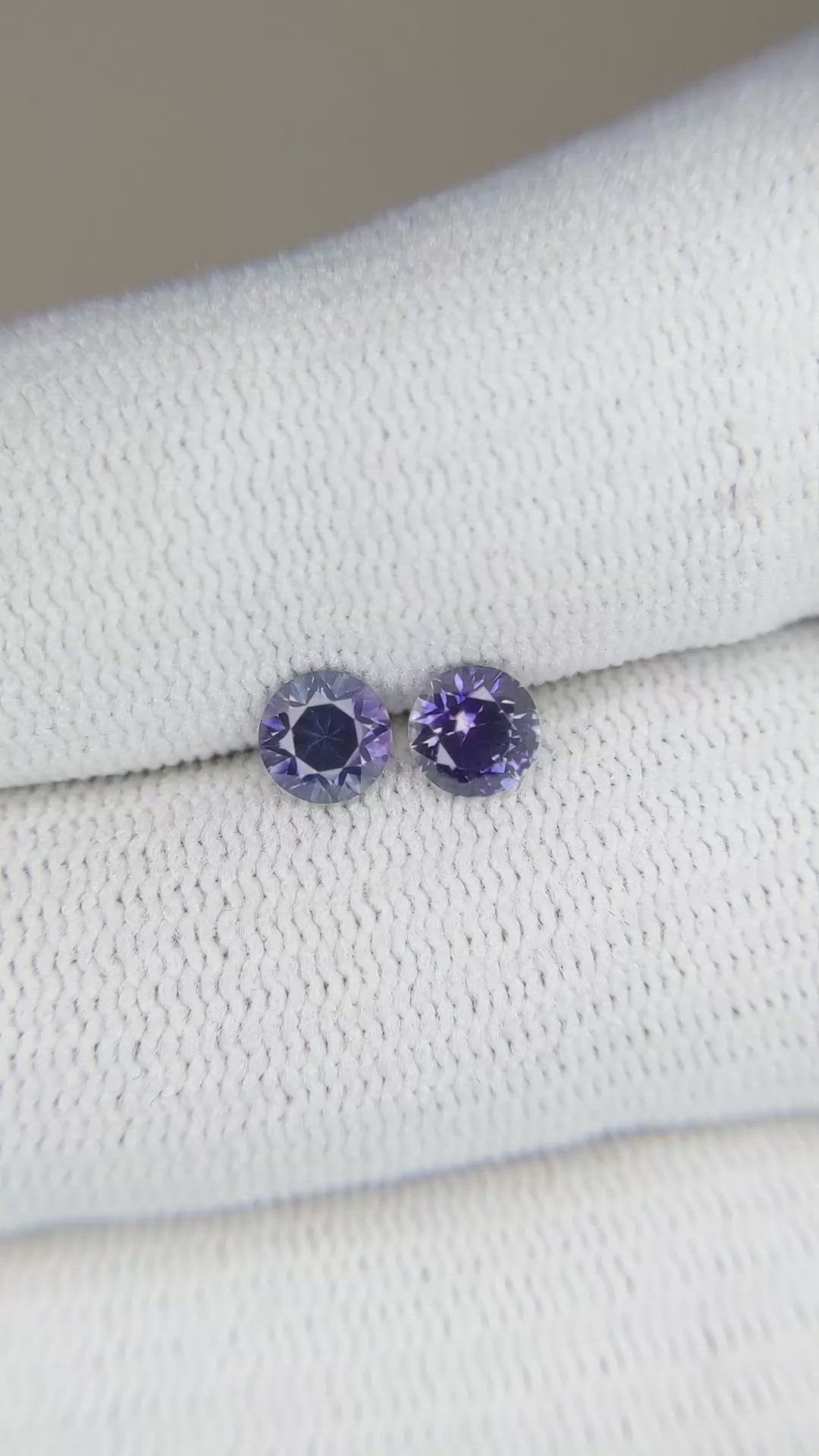 0.93 Ct.Tw.Total Carat Weight Purple Sapphire Pair from Montana Size Video