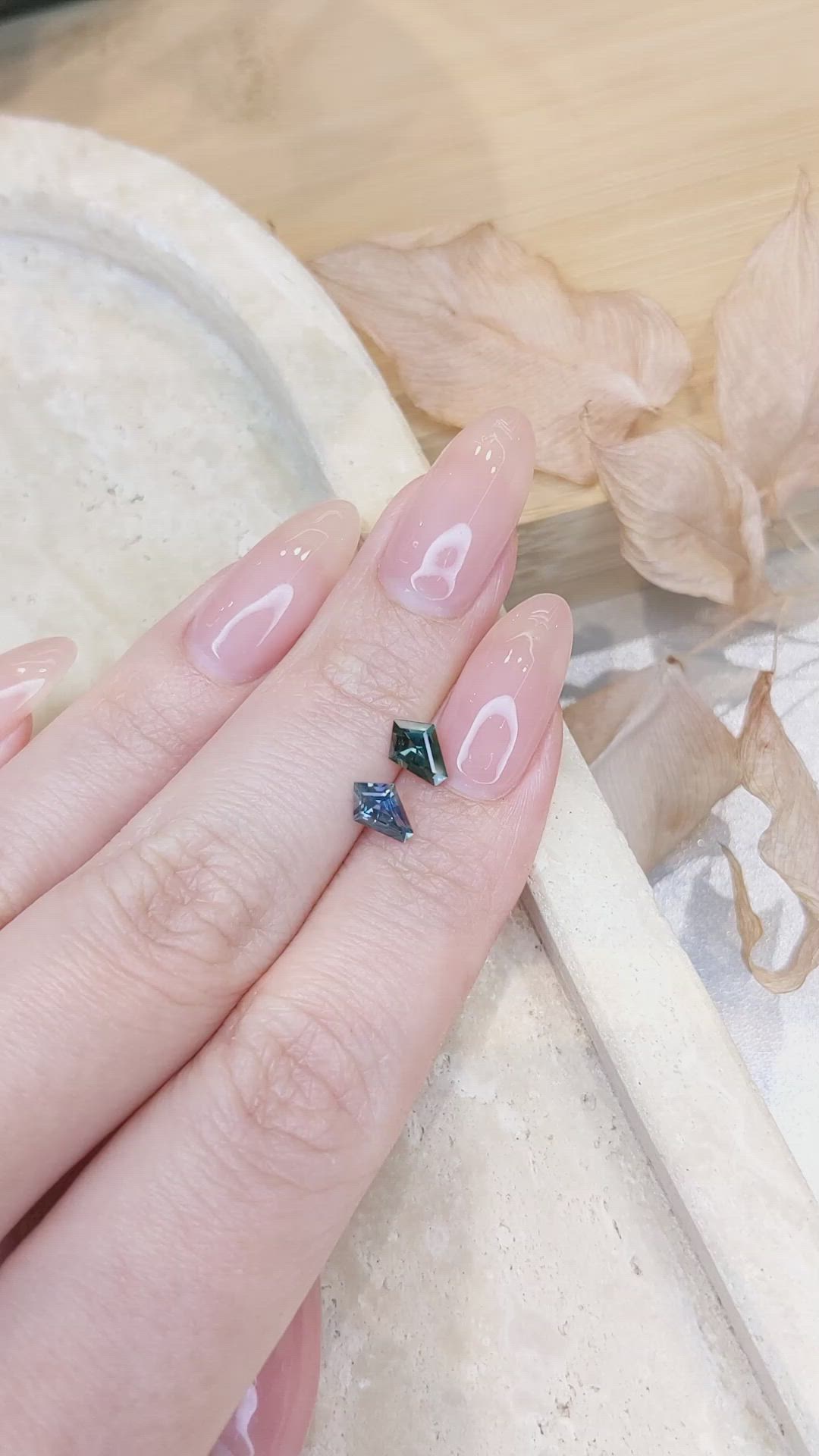 1.17 Ct.Tw.Total Carat Weight Greenish Blue Sapphire Pair from Montana Size Video