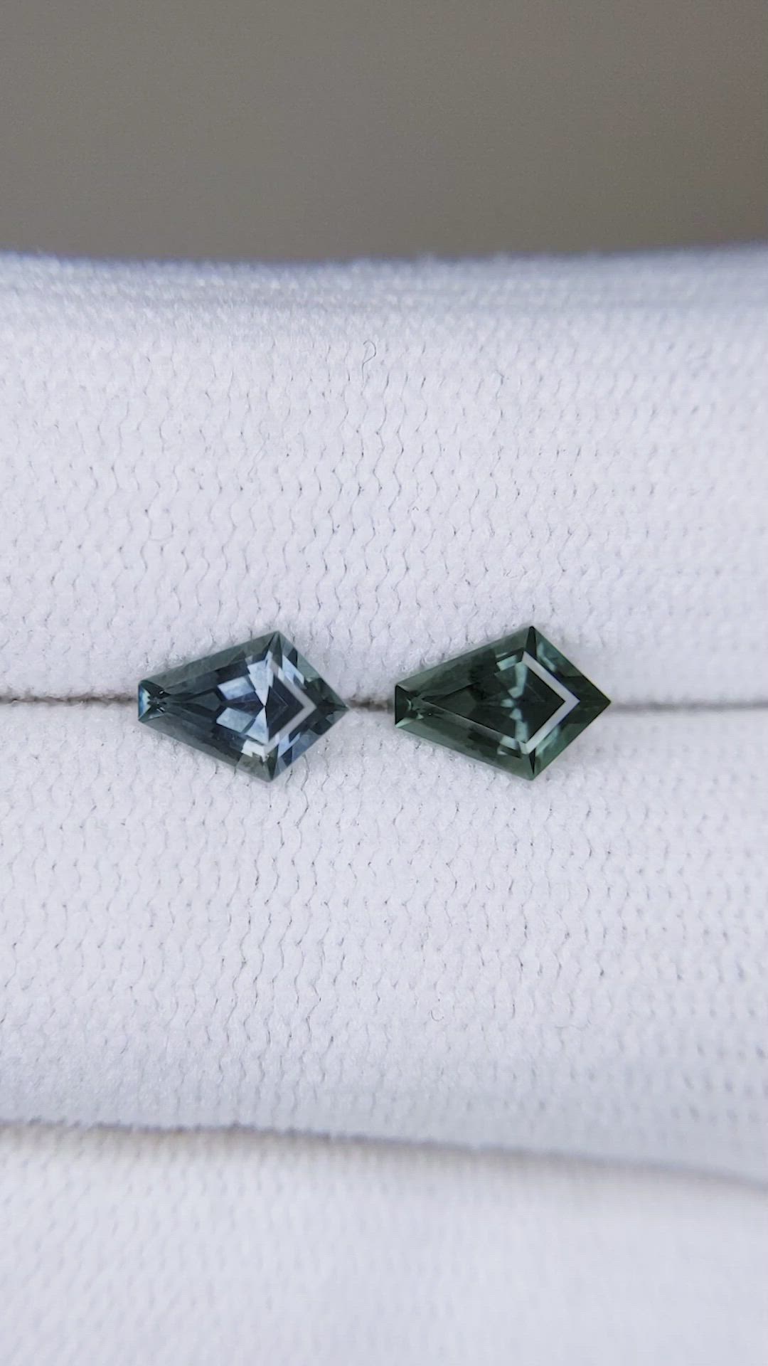 1.17 Ct.Tw.Total Carat Weight Greenish Blue Sapphire Pair from Montana Size Video