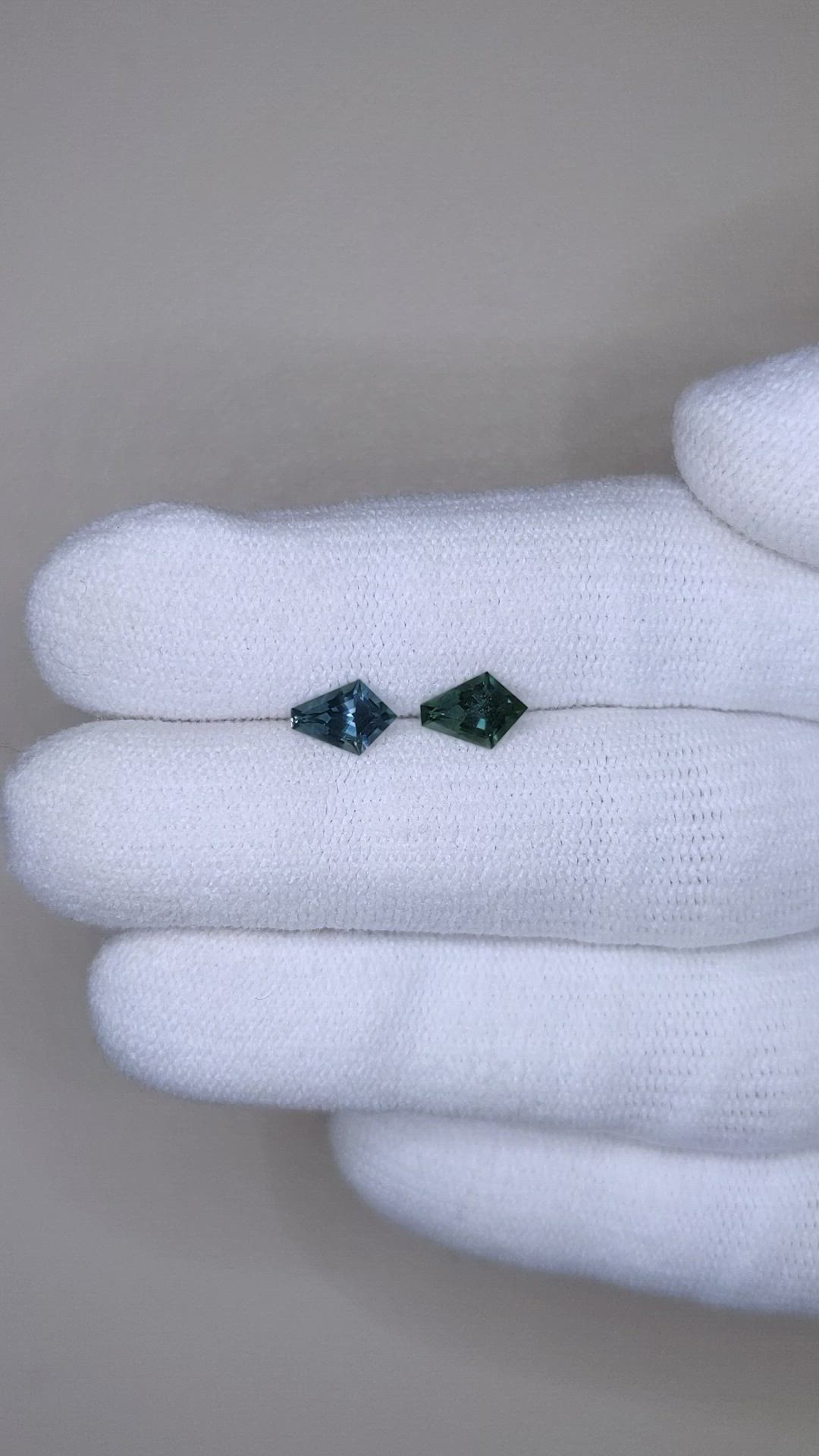 1.17 Ct.Tw.Total Carat Weight Greenish Blue Sapphire Pair from Montana Size Video