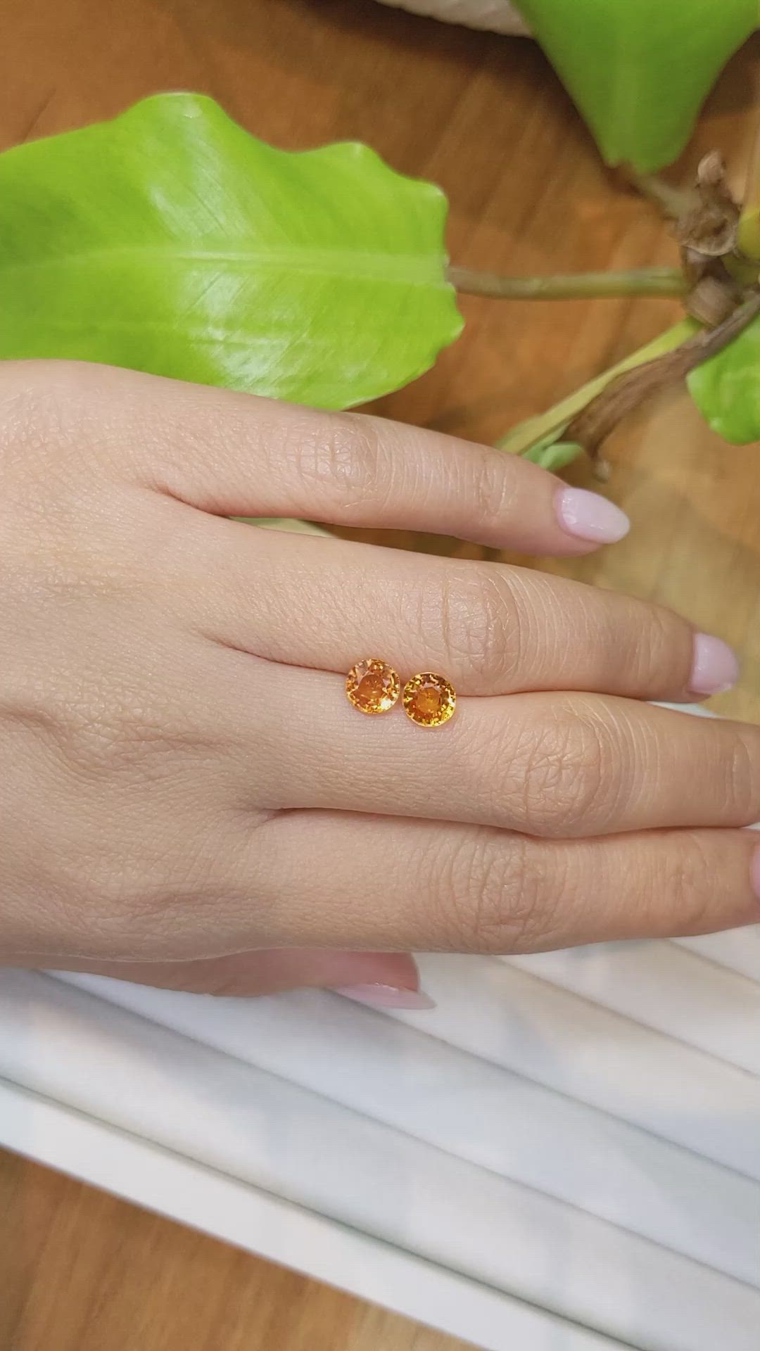 2.41&nbsp;Ct.Tw.Total Carat Weight Orange Sapphire Pair from Ceylon (Sri Lanka) Size Video