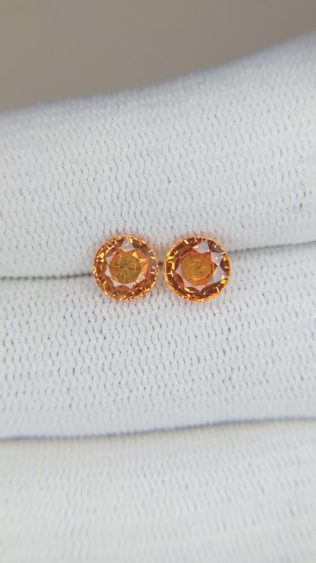 2.41&nbsp;Ct.Tw.Total Carat Weight Orange Sapphire Pair from Ceylon (Sri Lanka) Size Video