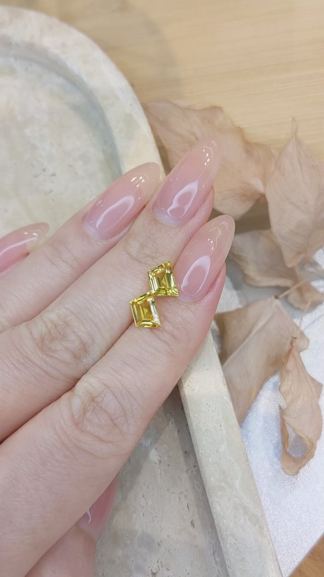 2.51 Ct.Tw.Total Carat Weight Yellow Sapphire Pair from Ceylon (Sri Lanka) Size Video