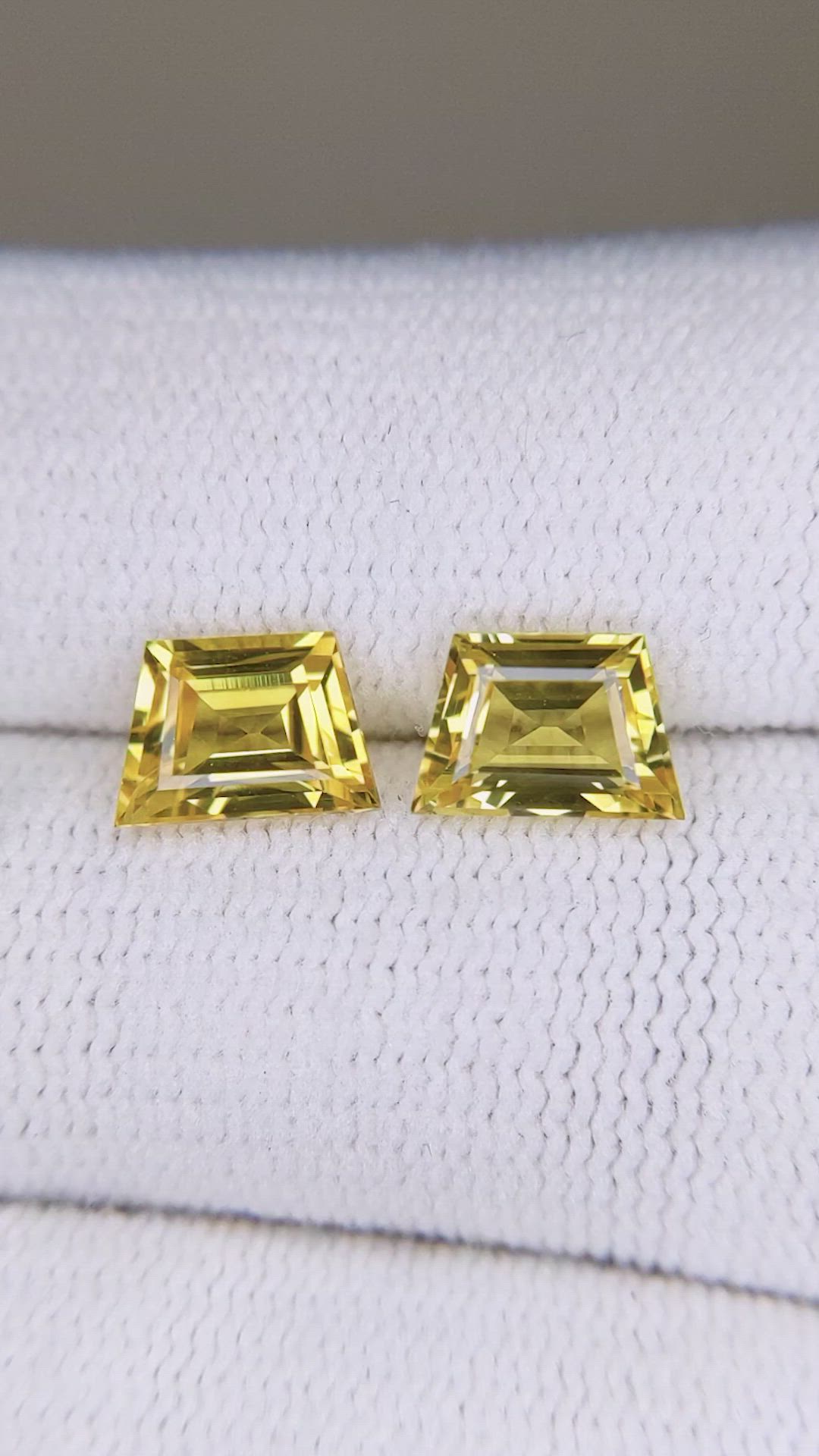 2.51 Ct.Tw.Total Carat Weight Yellow Sapphire Pair from Ceylon (Sri Lanka) Size Video