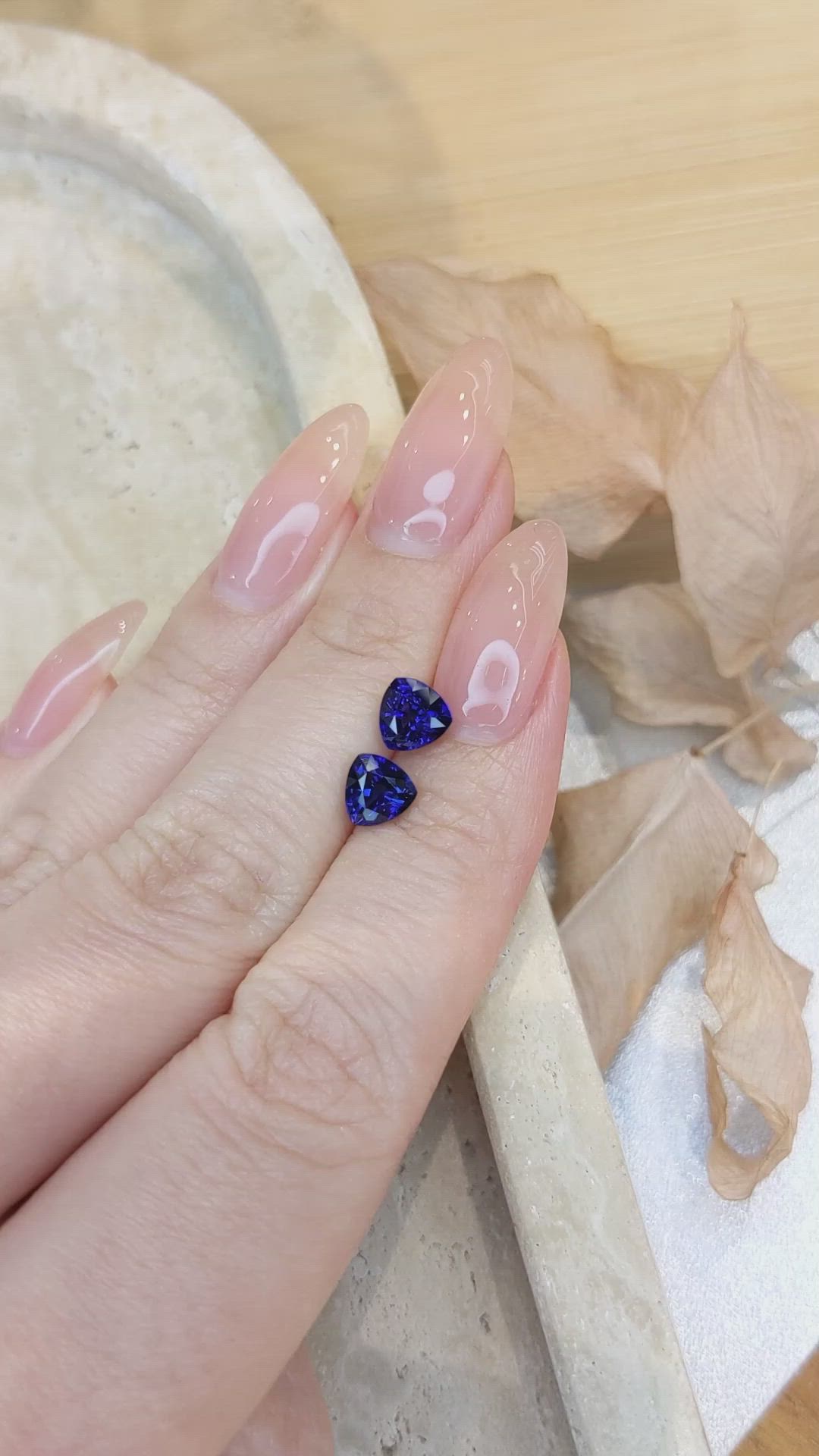 2.46 Ct.Tw.Total Carat Weight Blue Sapphire Pair from Ceylon (Sri Lanka) Size Video