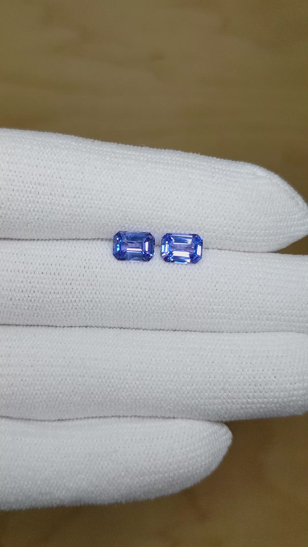 2.11&nbsp;Ct.Tw.Total Carat Weight Blue Sapphire Pair from Ceylon (Sri Lanka) Size Video