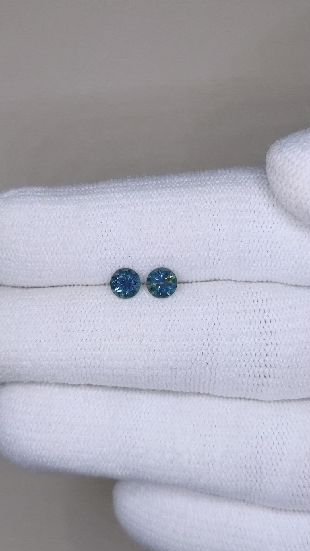 0.64&nbsp;Ct.Tw.Total Carat Weight Blue Sapphire Pair from Montana Size Video