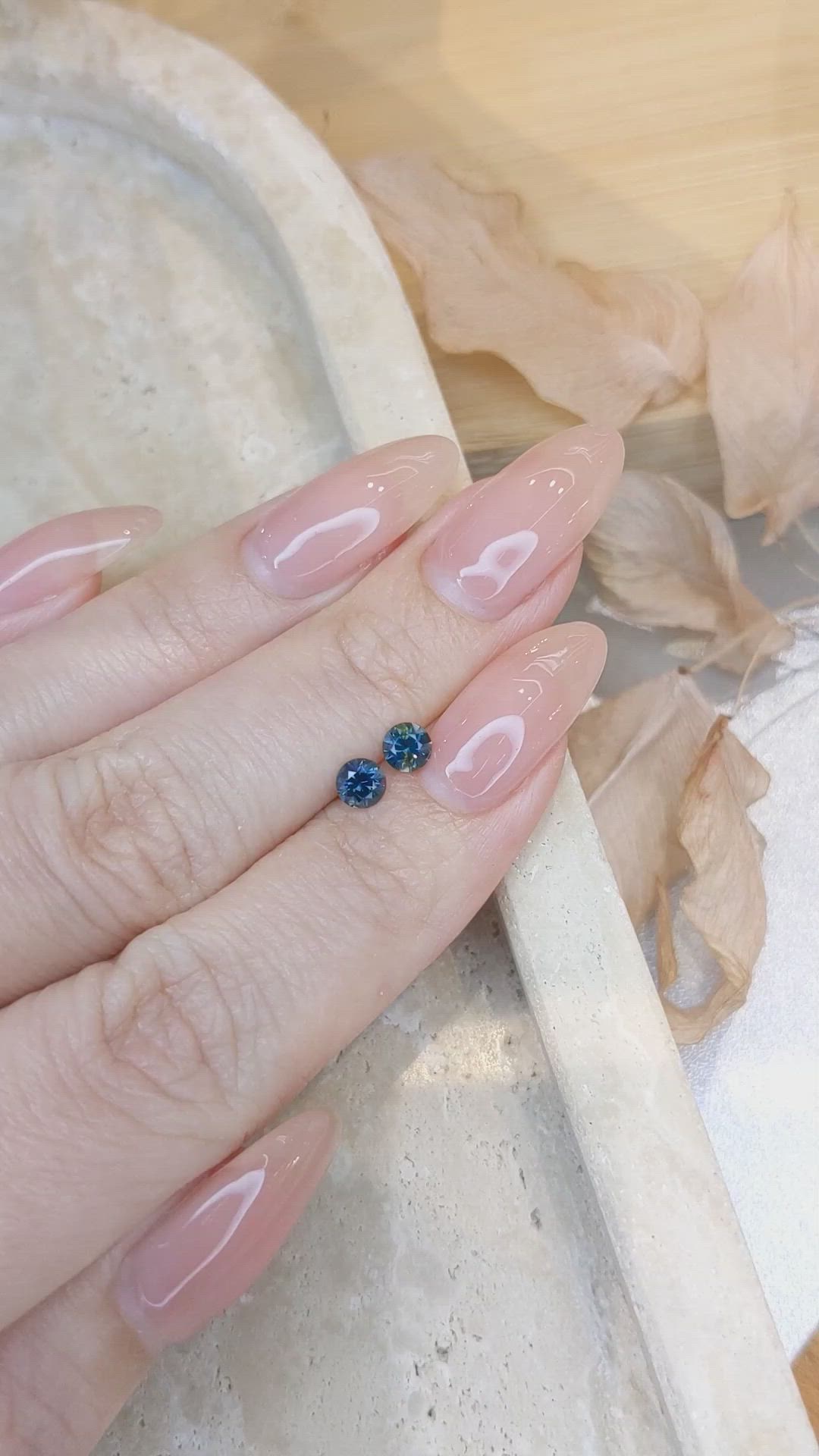 0.64&nbsp;Ct.Tw.Total Carat Weight Blue Sapphire Pair from Montana Size Video