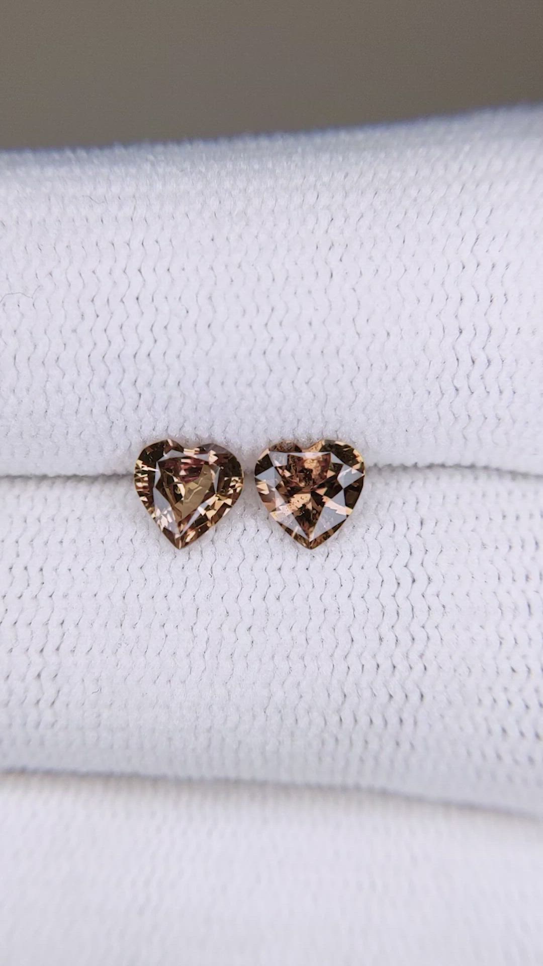 0.86 Ct.Tw.Total Carat Weight Brown Sapphire Pair from Ceylon (Sri Lanka) Size Video