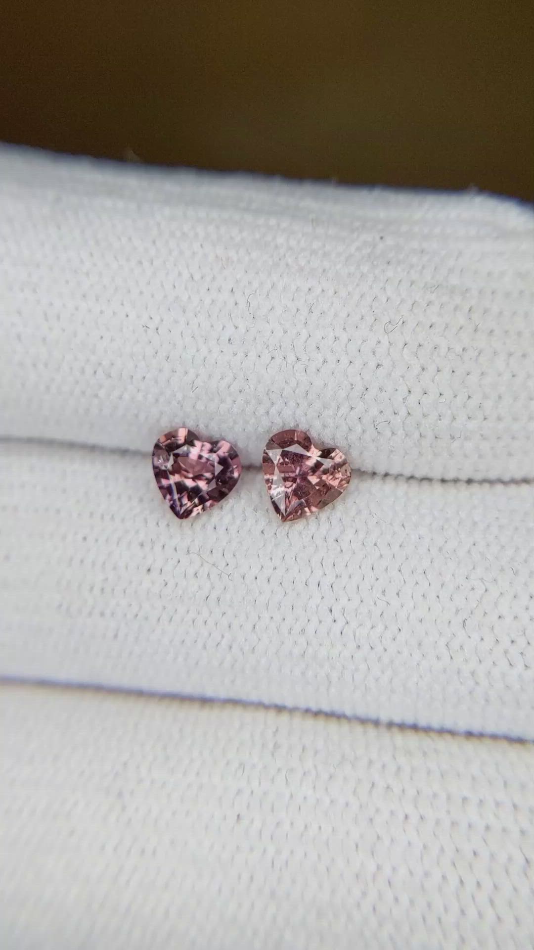 0.97&nbsp;Ct.Tw.Total Carat Weight Reddish Pink Sapphire Pair from Madagascar Size Video