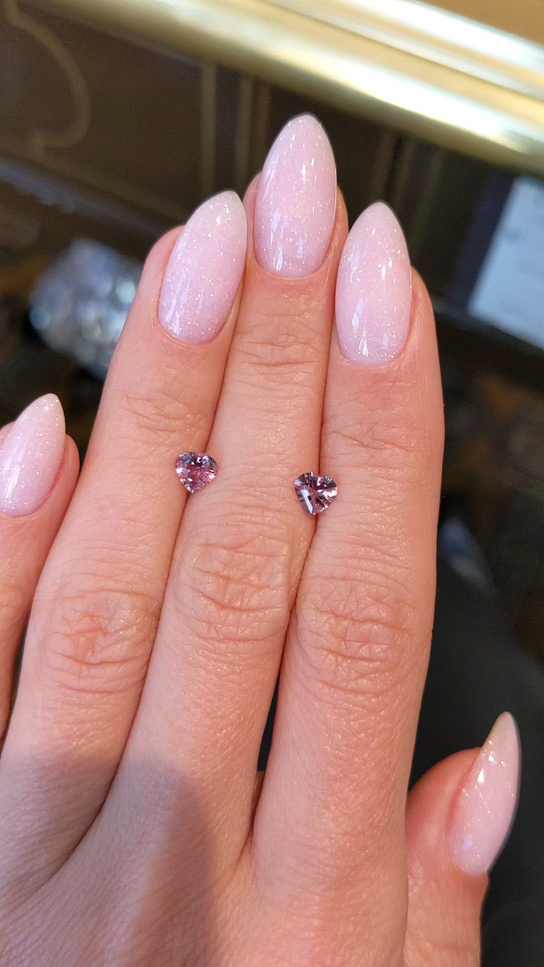 0.95 Ct.Tw.Total Carat Weight Purplish Pink Sapphire Pair from Ceylon (Sri Lanka) Size Video