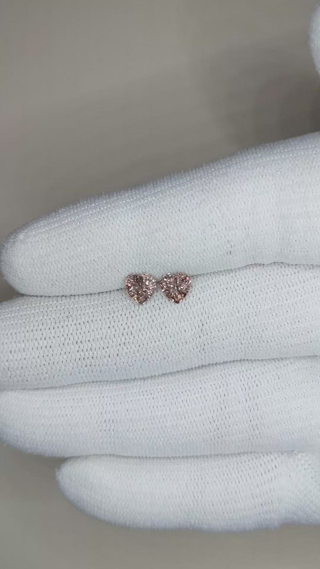 1.22 Ct.Tw.Total Carat Weight Pinkish Brown Sapphire Pair from Ceylon (Sri Lanka) Size Video